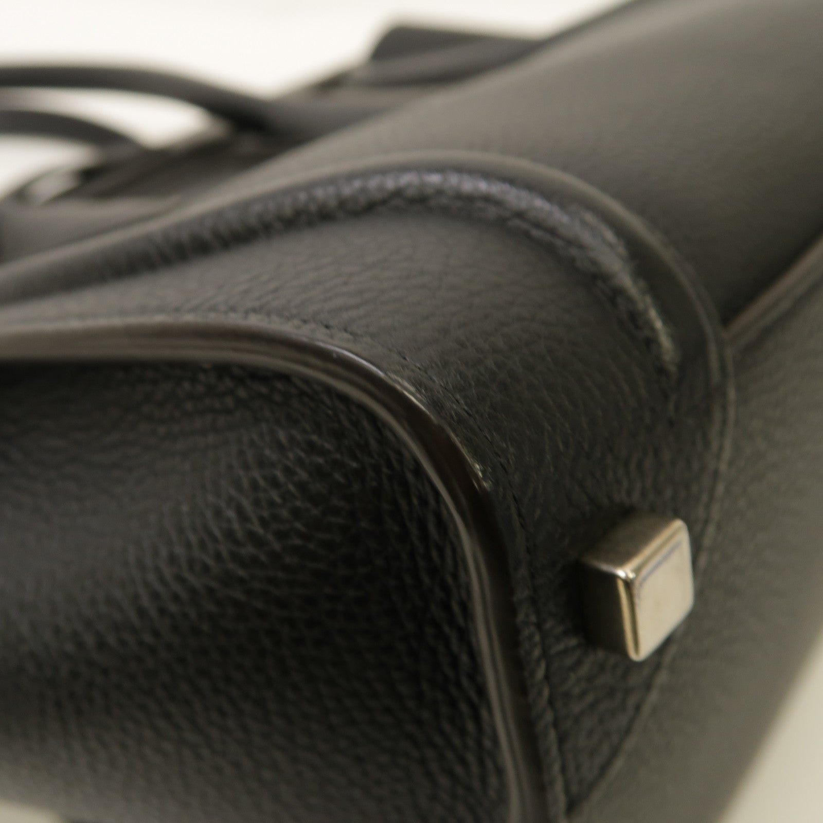 CELINE 牛皮皮革Micro Luggage銀扣手挽袋黑色