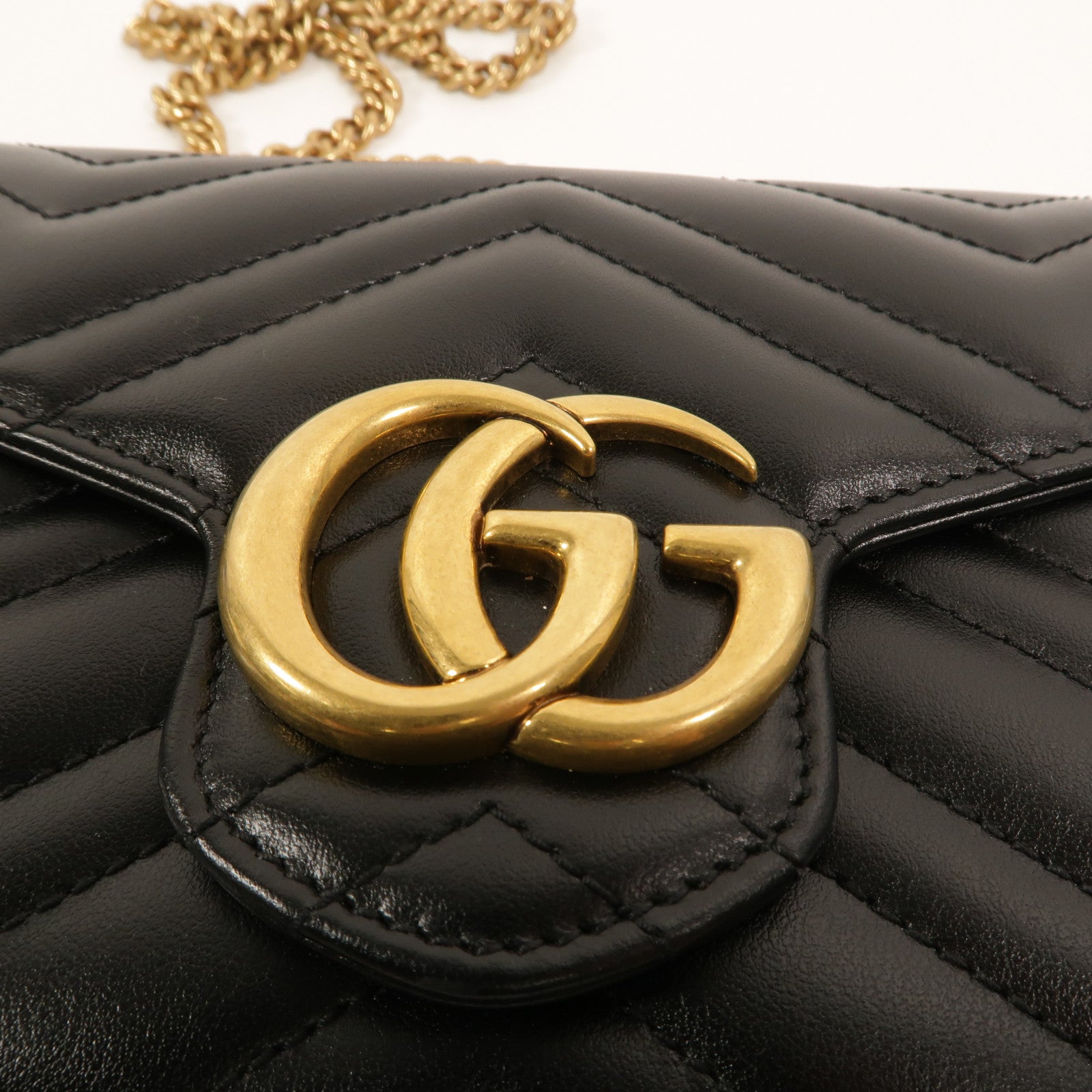 GUCCI 牛皮皮革GG Marmont鏈帶肩背袋