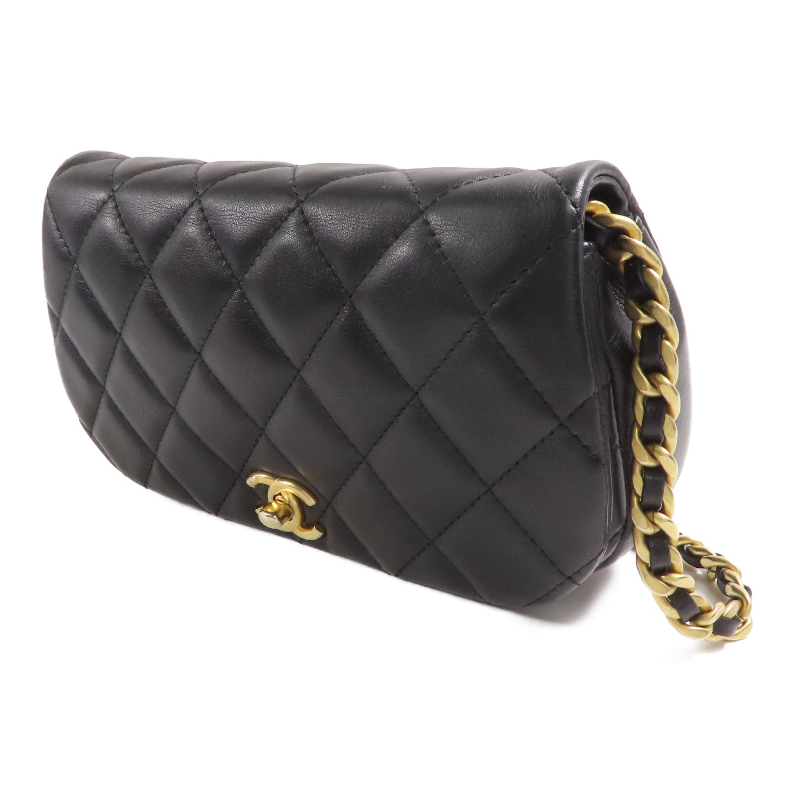 CHANEL 羊皮皮革Chain Shoulder金扣肩背袋