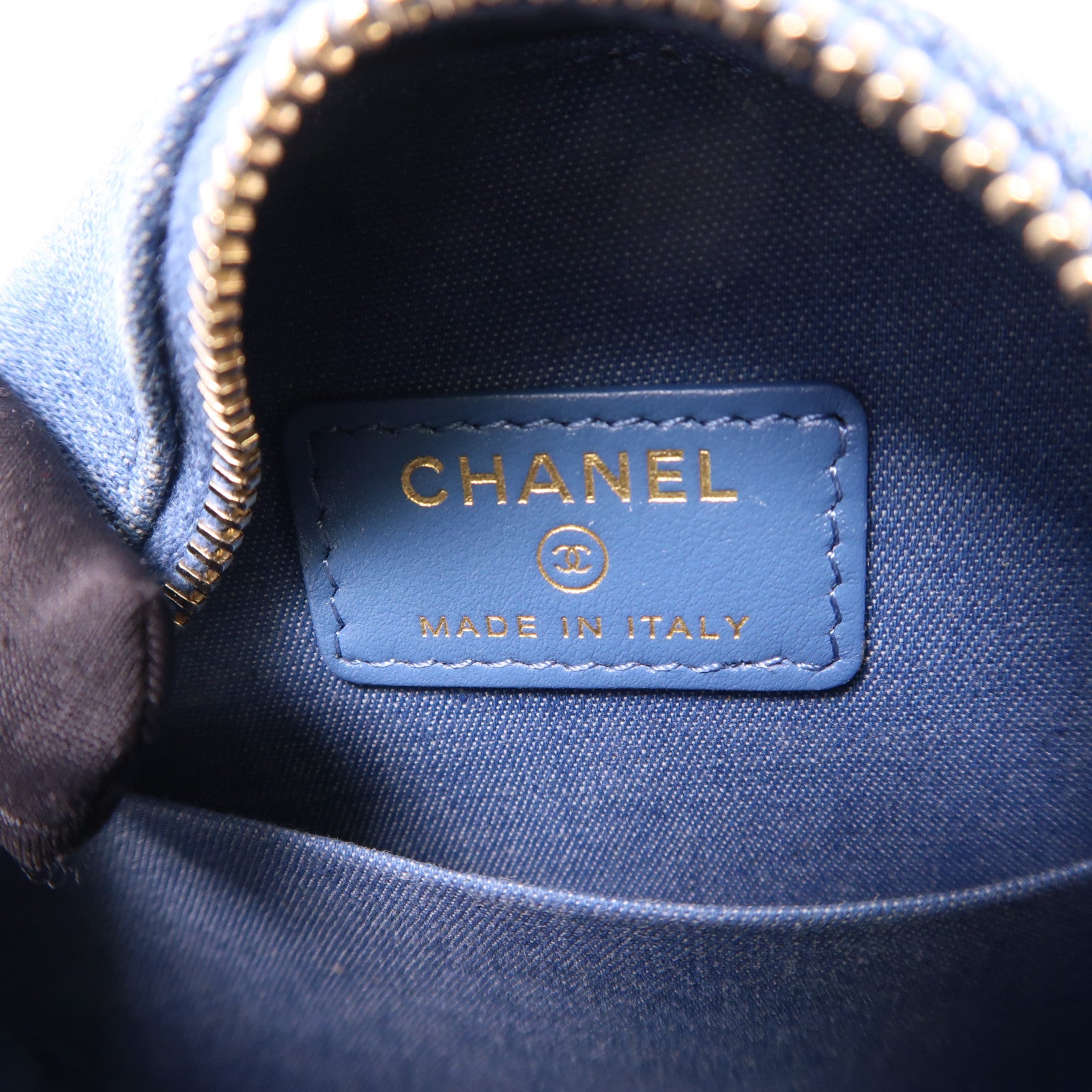 CHANEL 牛仔布料Chain Shoulder Bag金扣鏈帶肩背袋