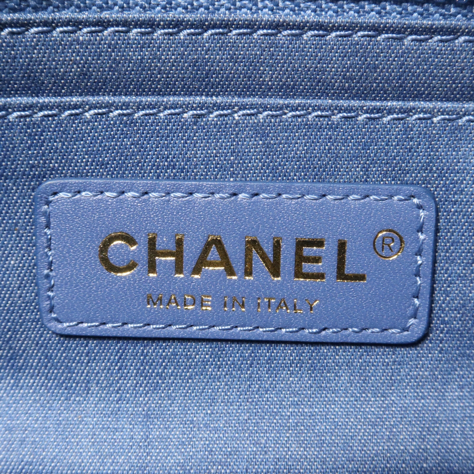 CHANEL 牛仔布Mini Classic 20 Gold Ball鏈帶肩背袋