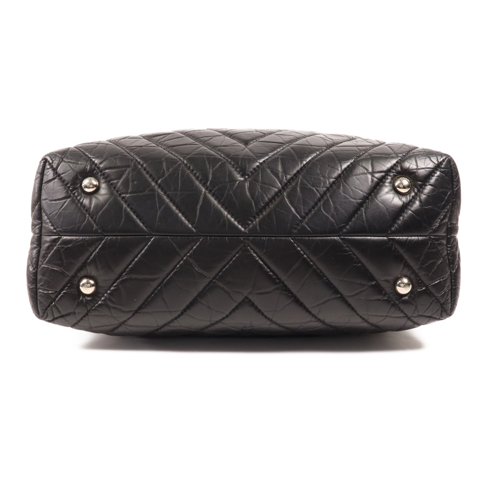 CHANEL 牛皮皮革Tote Bag銀扣肩背袋