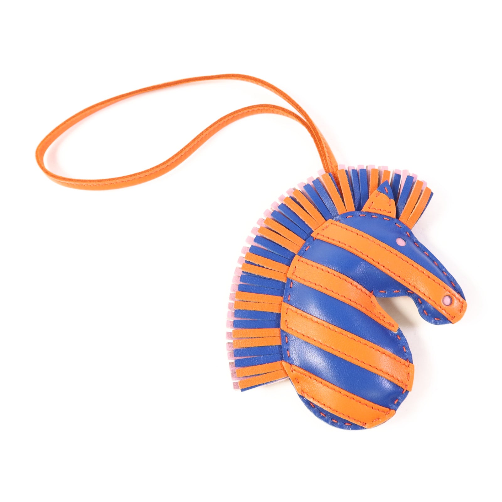 HERMES Milo皮革Geegee Savannah Charm掛飾Bleu Electrique/Mauve Sylvestre