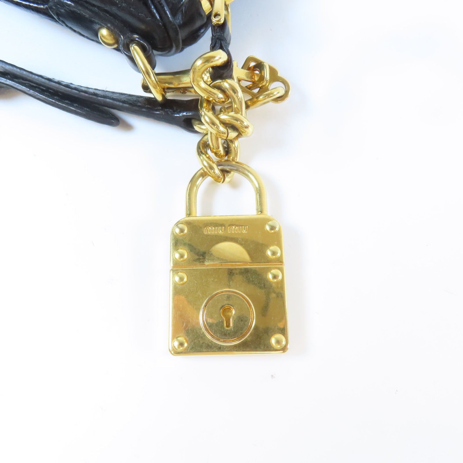 Miu Miu 皮革Hand Bag金扣手挽袋黑色