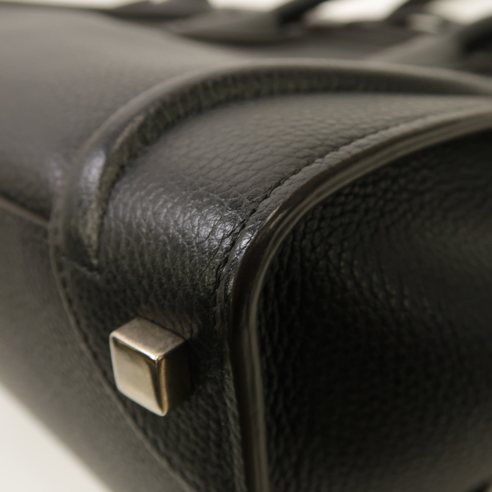 CELINE 牛皮皮革Micro Luggage銀扣手挽袋黑色