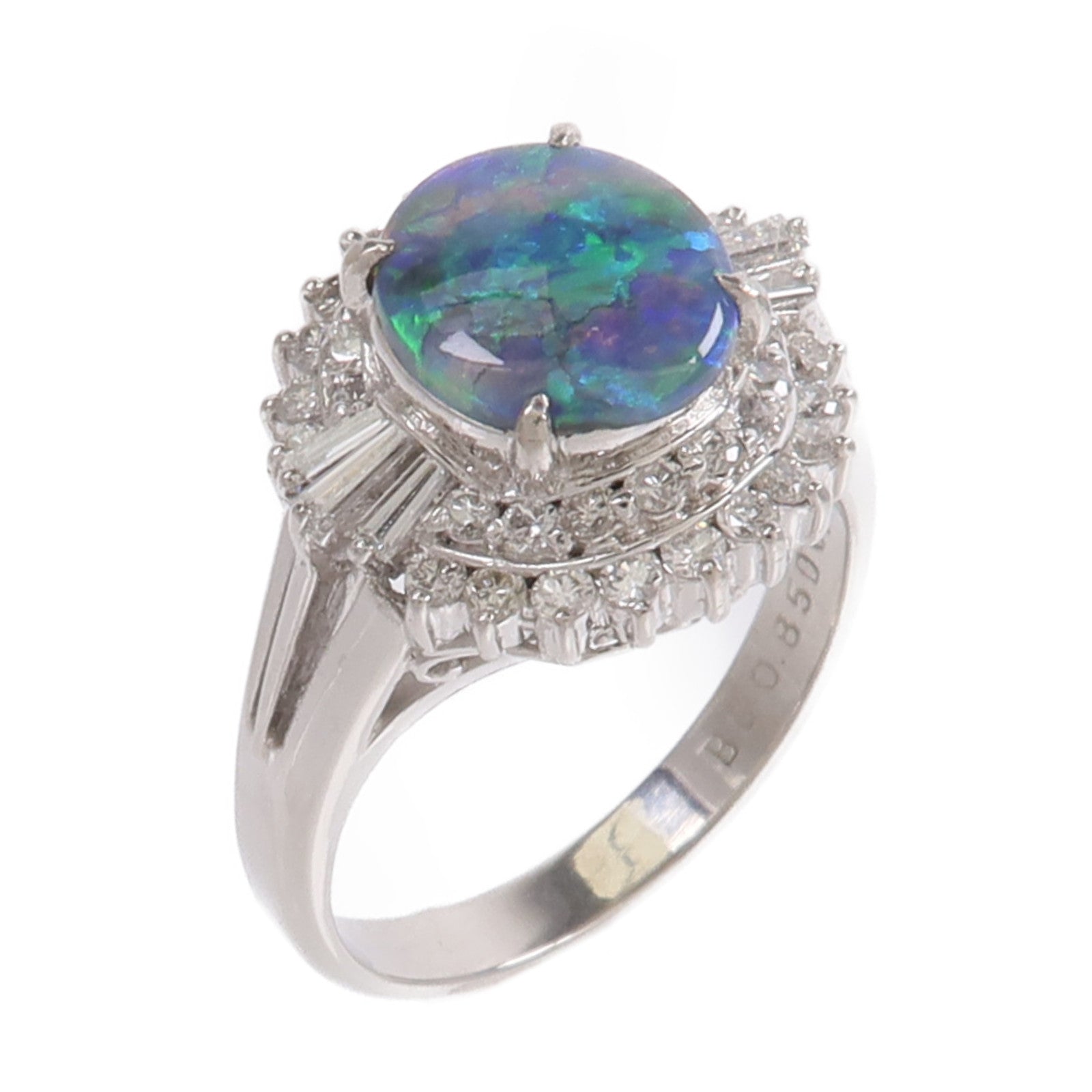 JEWELRY PT900鉑金Black Opal Diamond Ring黑蛋白石/鑽石戒指
