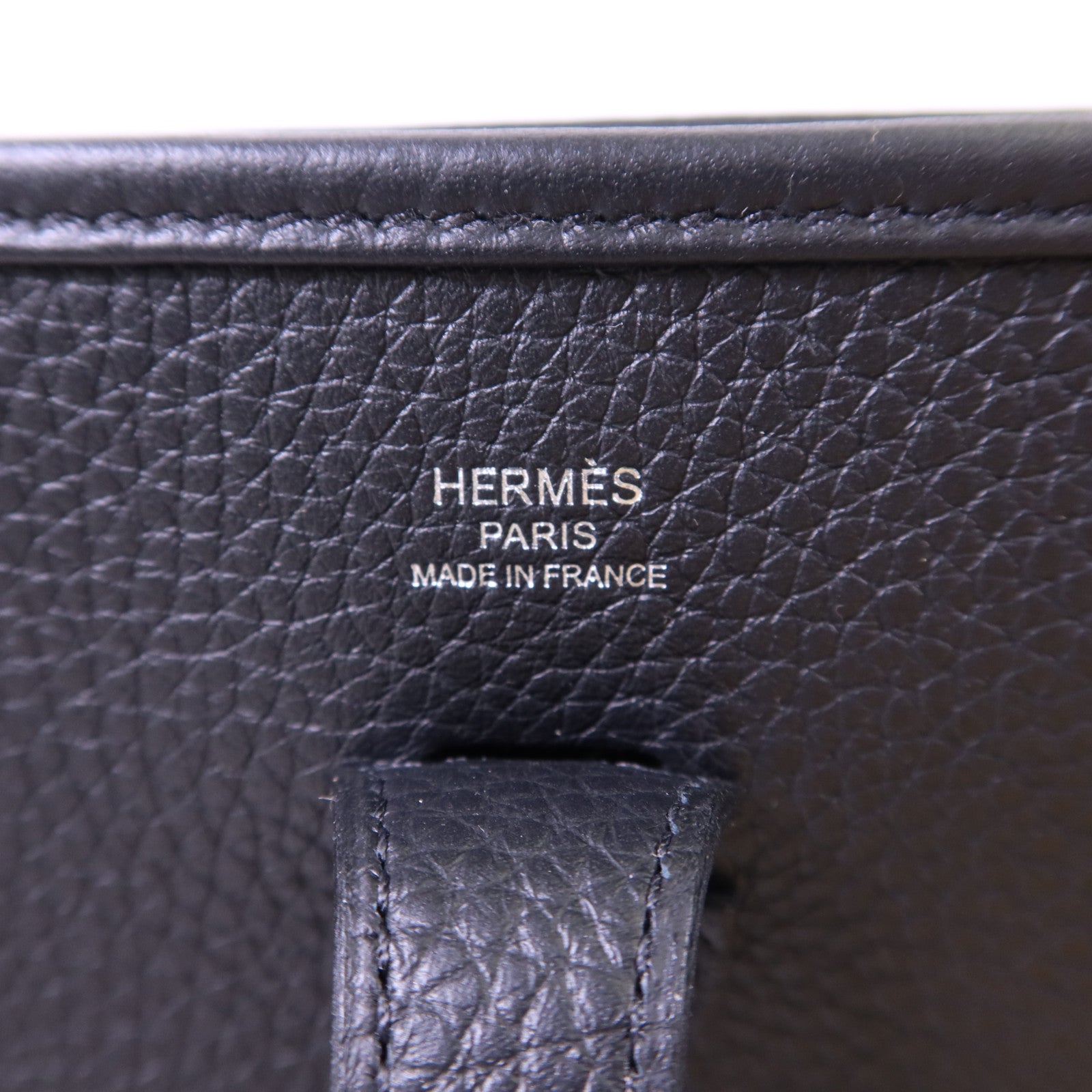 HERMES Clemence皮革Evelyne 23銀扣肩背袋Noir