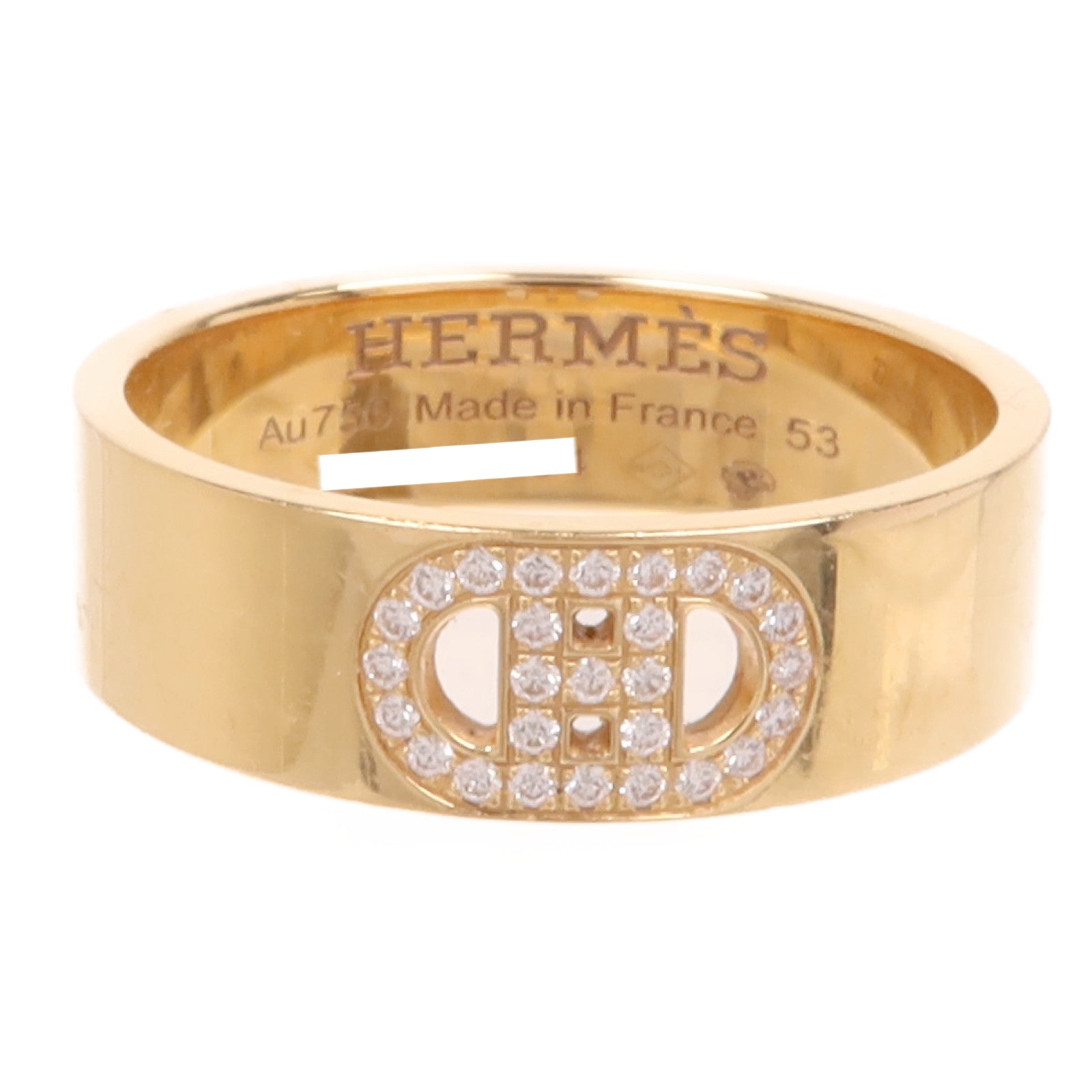 HERMES 18K玫瑰金H Dancre Diamond Ring鑽石戒指US#6.25