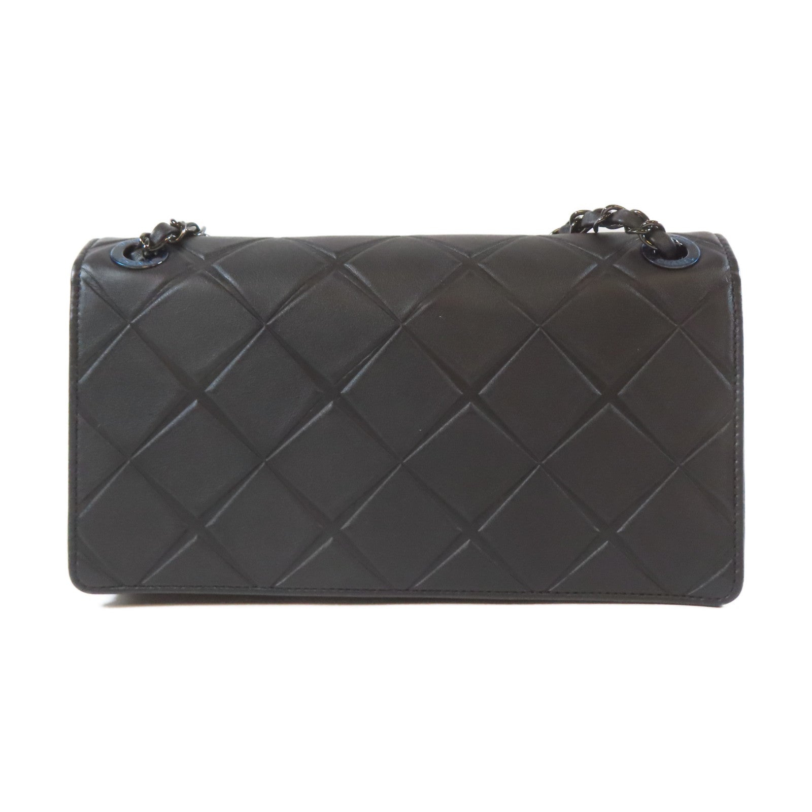 CHANEL 【激減優惠】菱格牛皮皮革Chain Shoulder黑扣肩背袋黑色