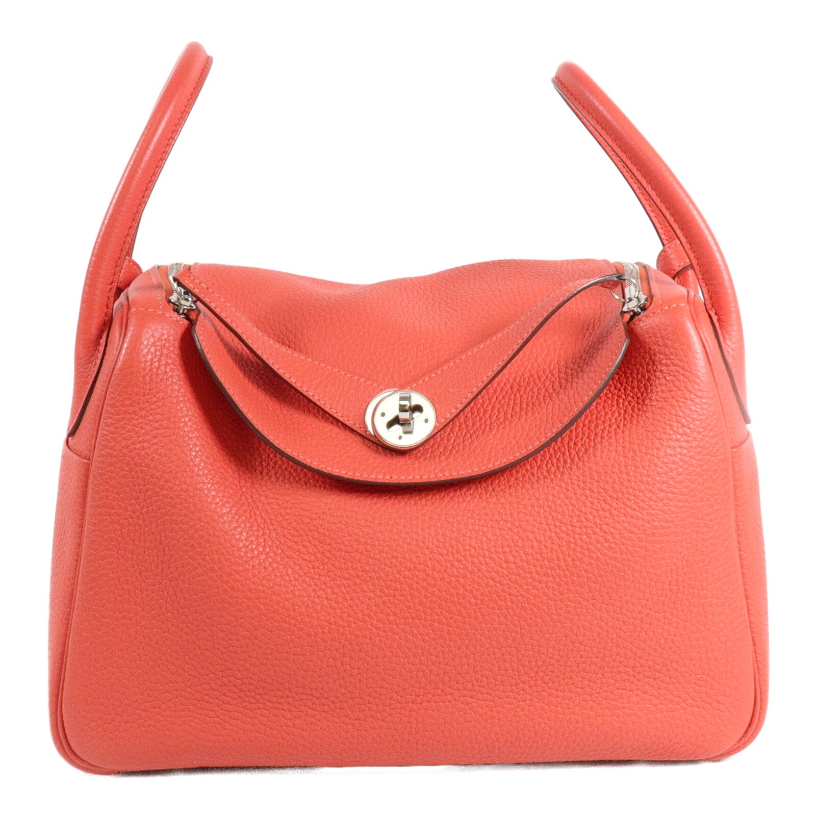 HERMES Clemence皮革Lindy 30手挽肩背兩用袋Rouge Pivoine