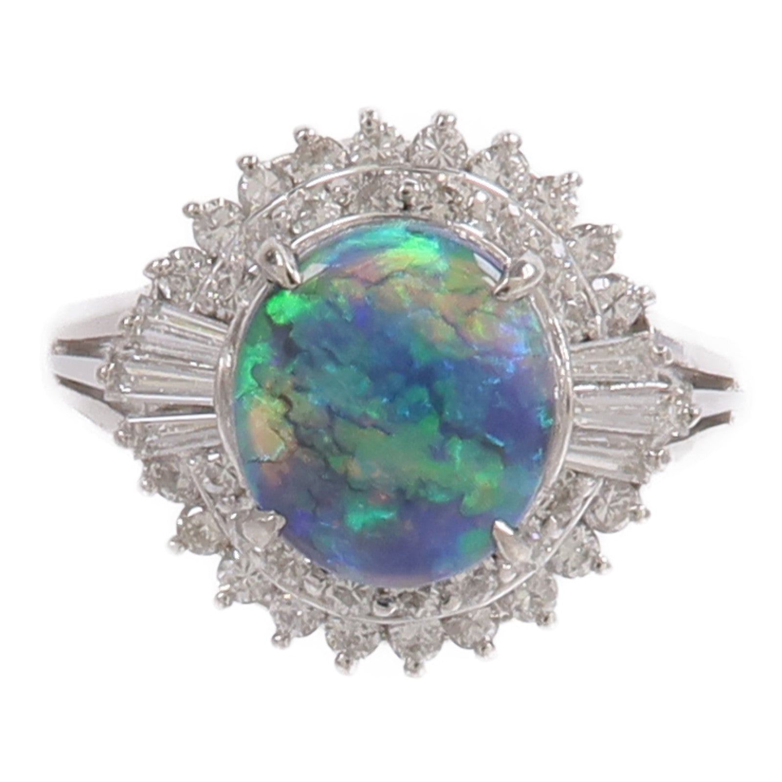 JEWELRY PT900鉑金Black Opal Diamond Ring黑蛋白石/鑽石戒指