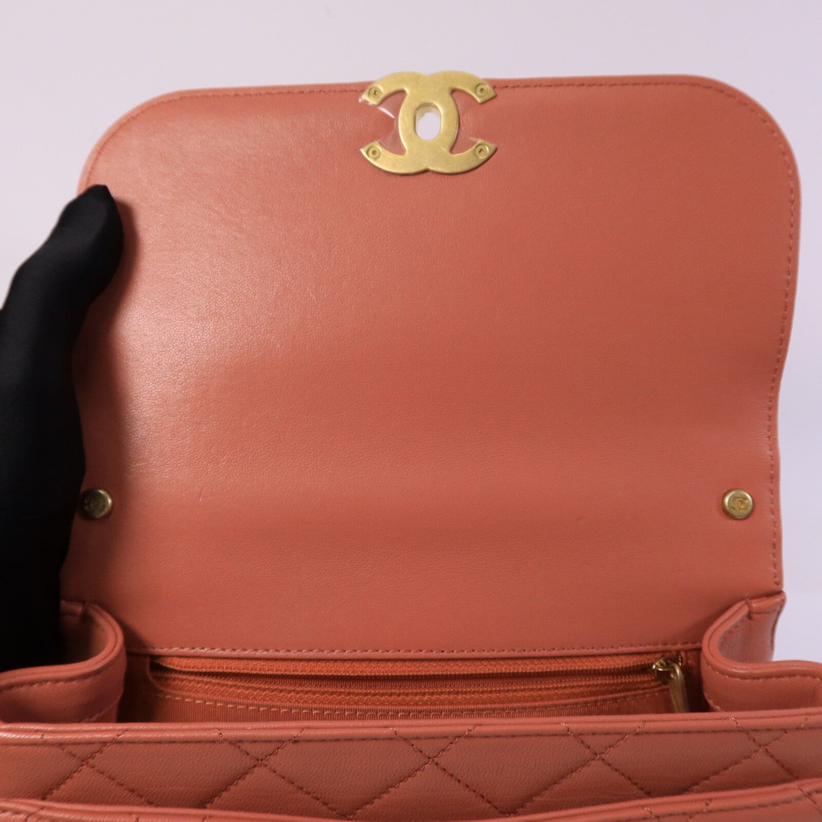 CHANEL 牛皮皮革Top Handle Messenger手挽肩背兩用袋