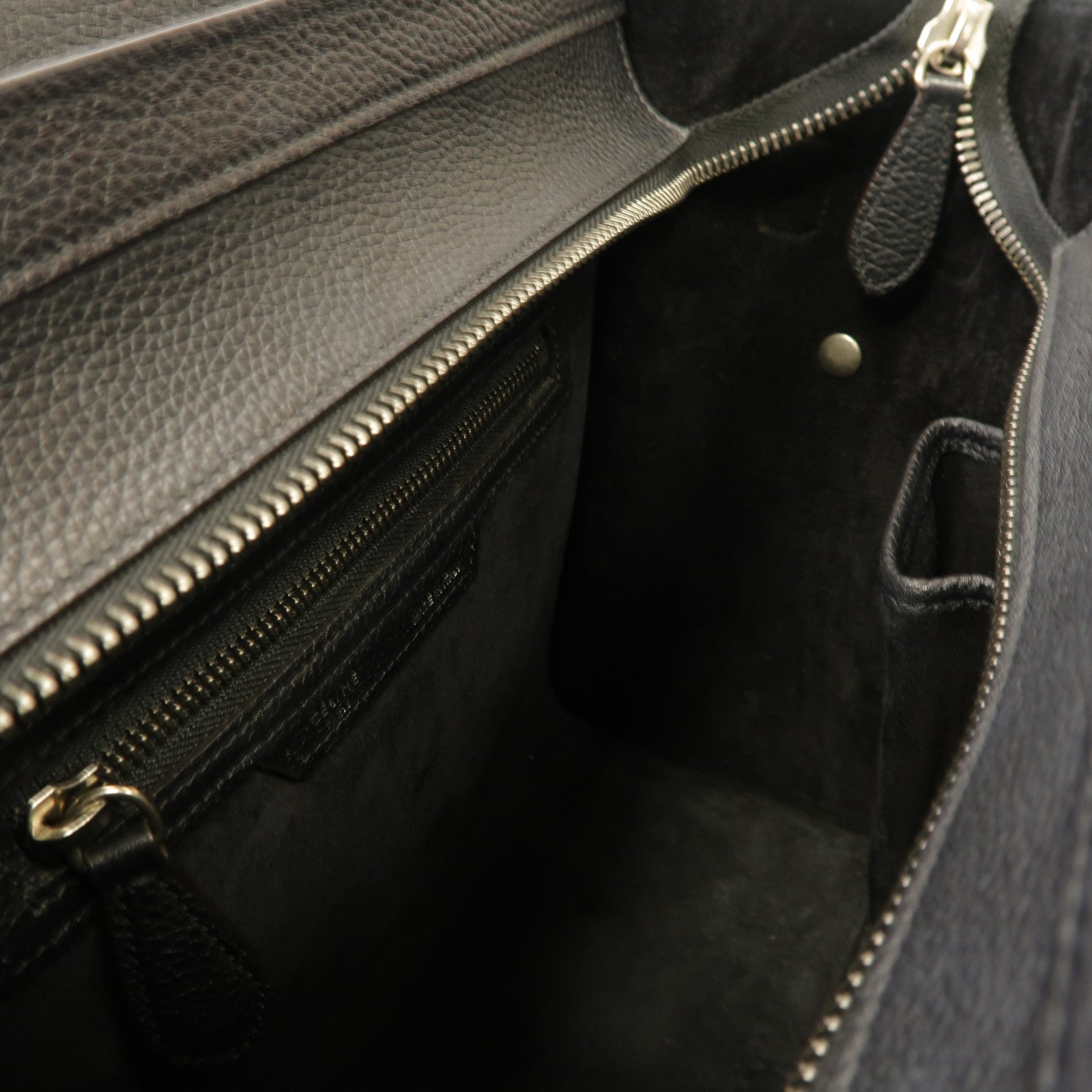 CELINE 牛皮皮革Micro Luggage銀扣手挽袋黑色