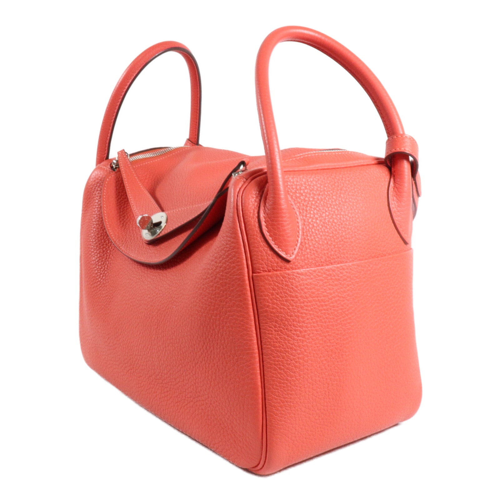 HERMES Clemence皮革Lindy 30手挽肩背兩用袋Rouge Pivoine
