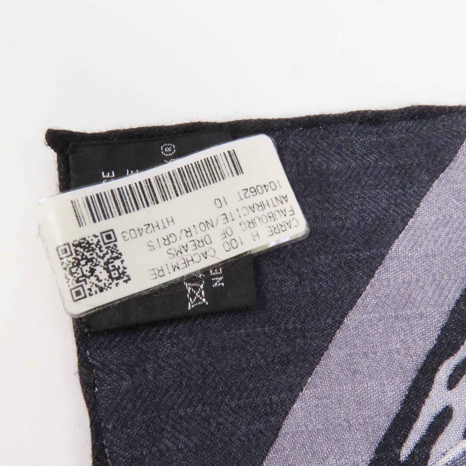 HERMES Scarf 90x90 Black/Gray/ Cashmere/Silk