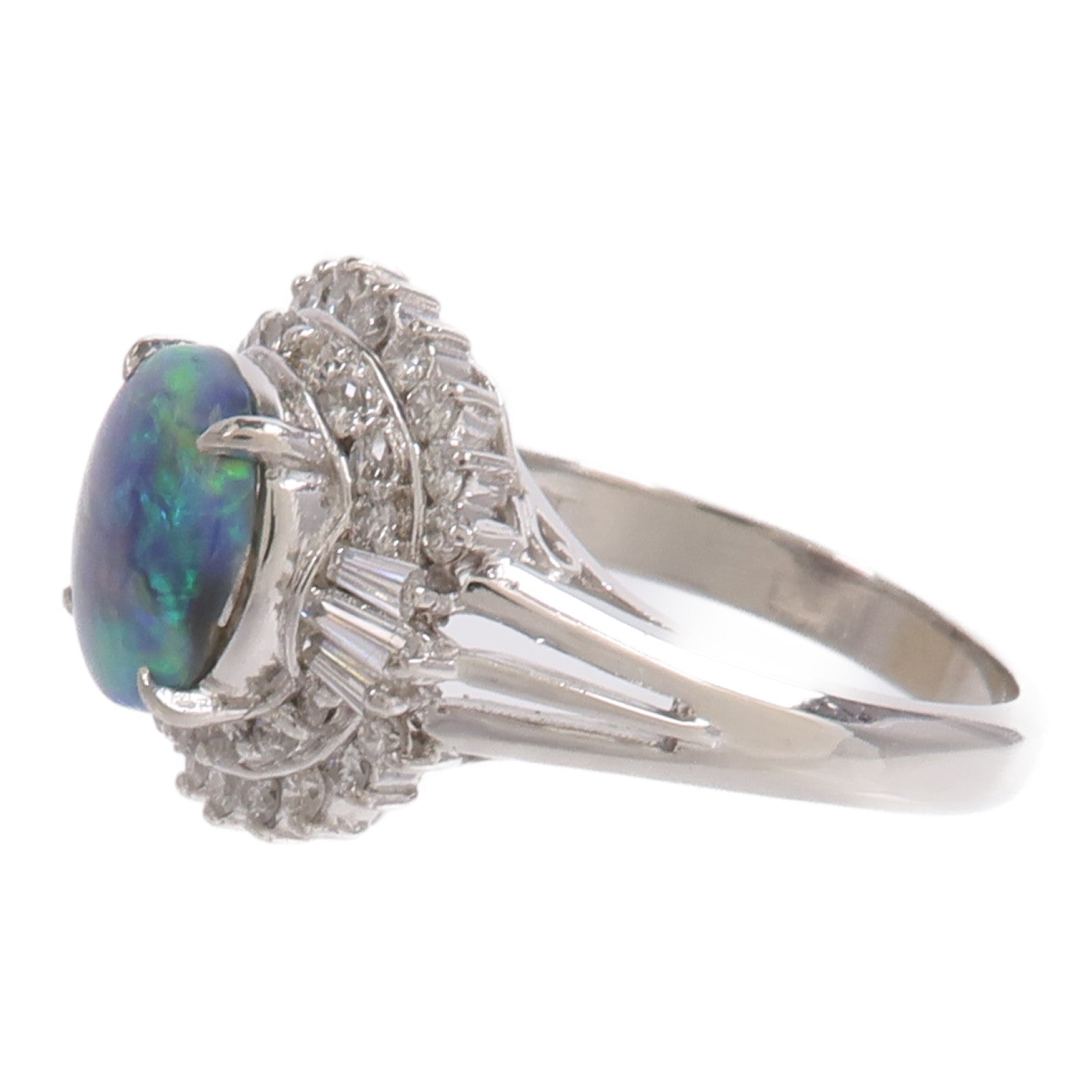 JEWELRY PT900鉑金Black Opal Diamond Ring黑蛋白石/鑽石戒指