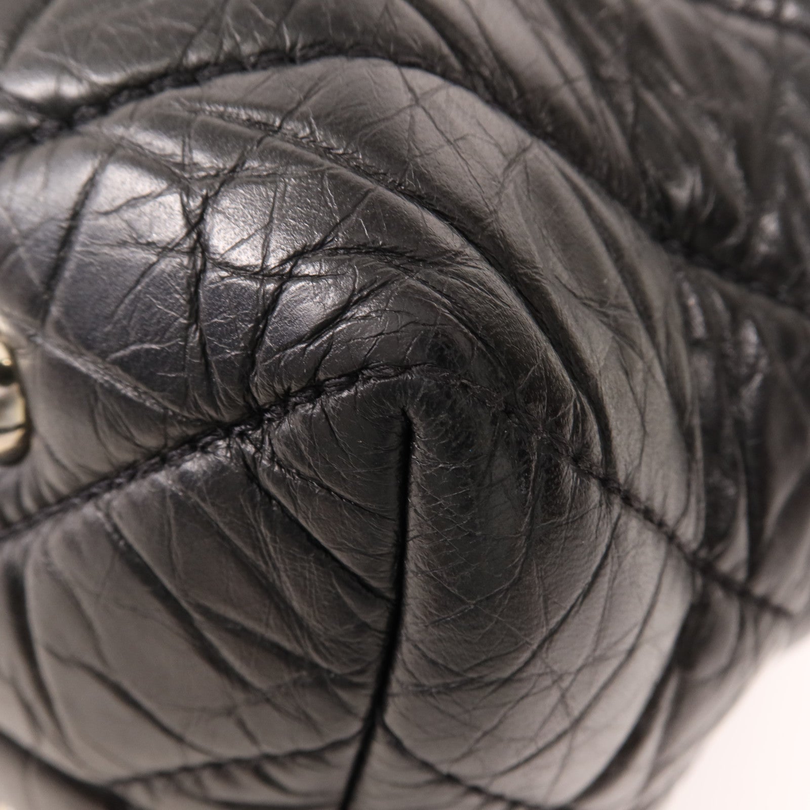 CHANEL 牛皮皮革Tote Bag銀扣肩背袋