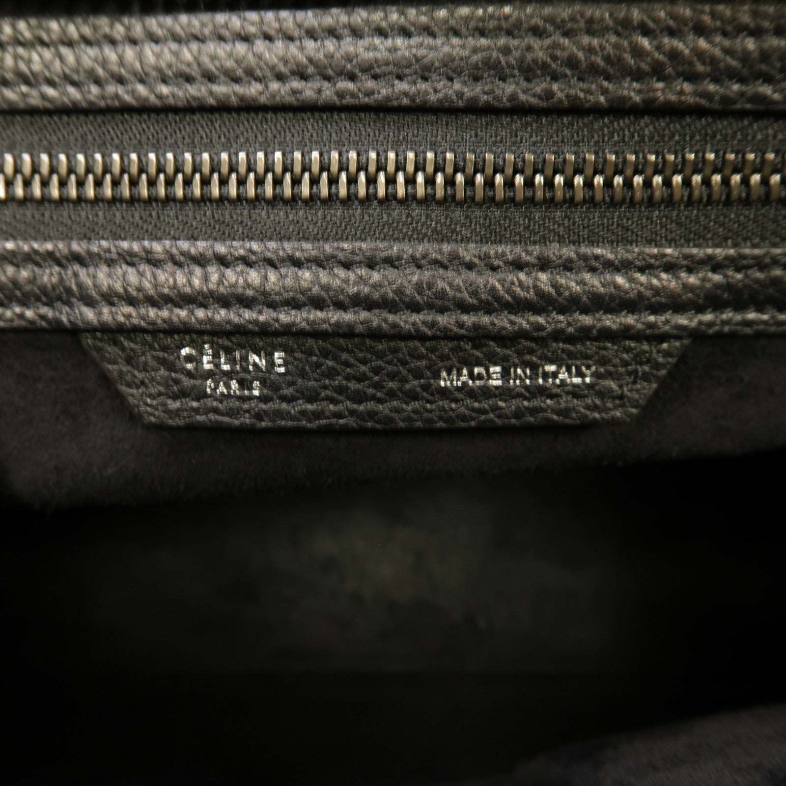 CELINE 牛皮皮革Micro Luggage銀扣手挽袋黑色