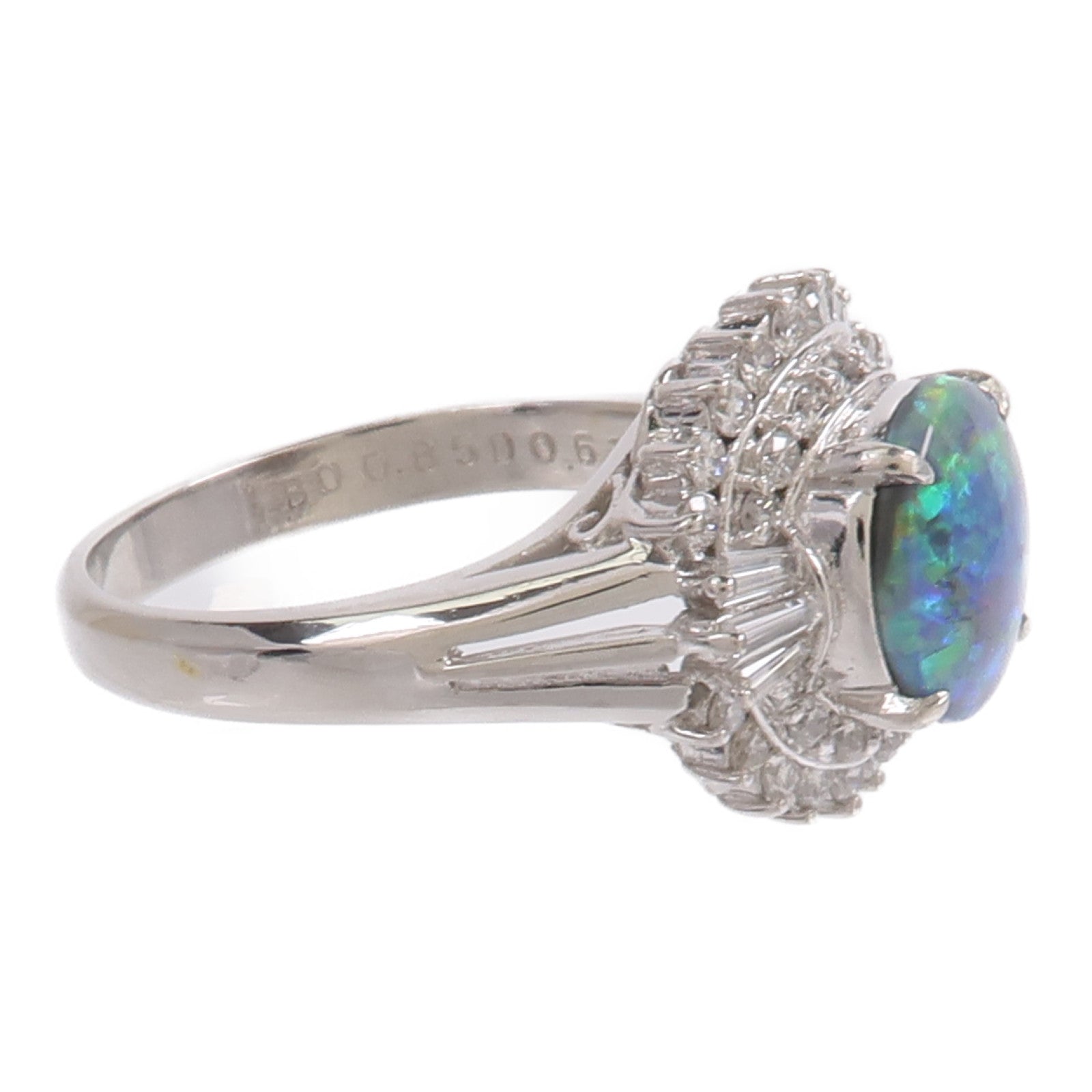 JEWELRY PT900鉑金Black Opal Diamond Ring黑蛋白石/鑽石戒指
