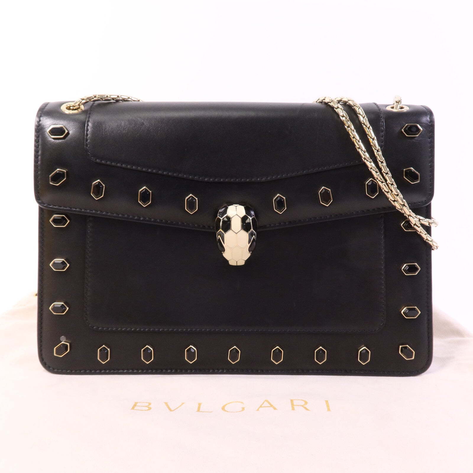 BVLGARI 牛皮皮革Serpenti Forever金扣鏈帶肩背袋