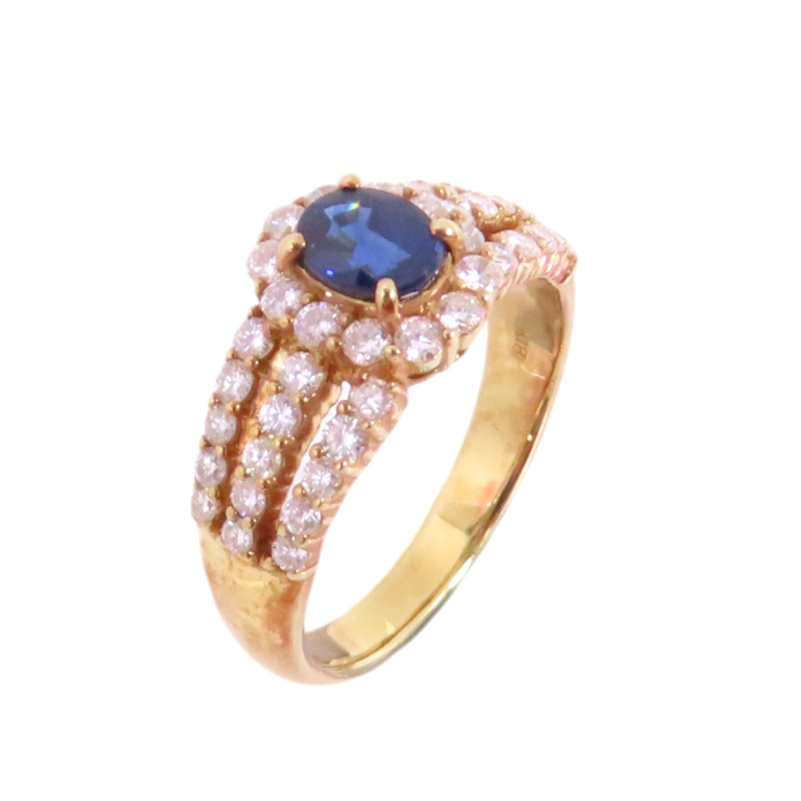 JEWELRY 【激減優惠】18K黃金/藍寶石/鑽石Sapphire Diamond Ring戒指US#6