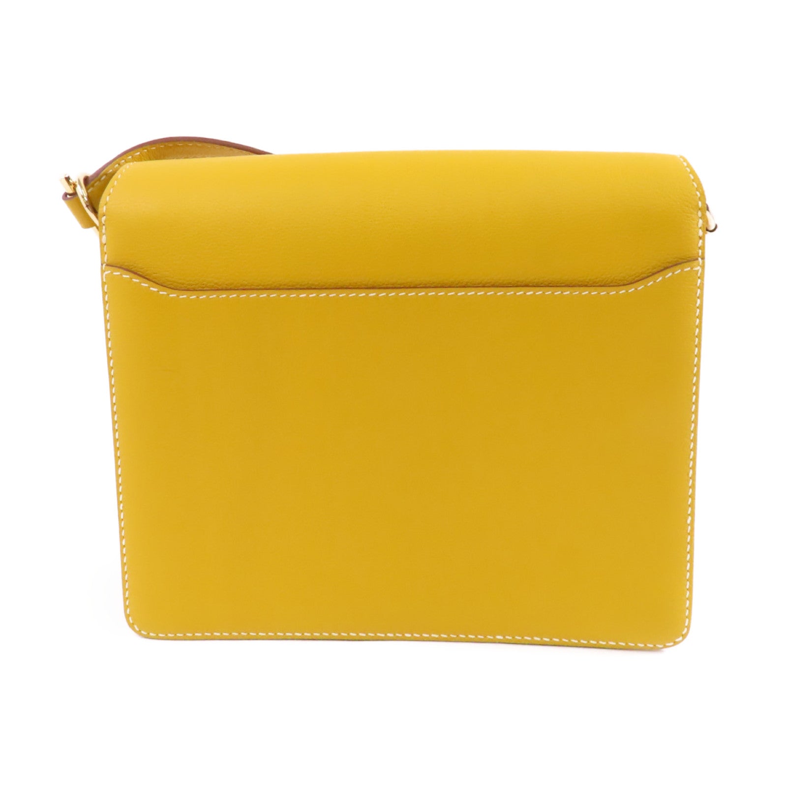 HERMES Evercolor皮革Roulis 23金扣肩背袋Jaune Ambre/黃色