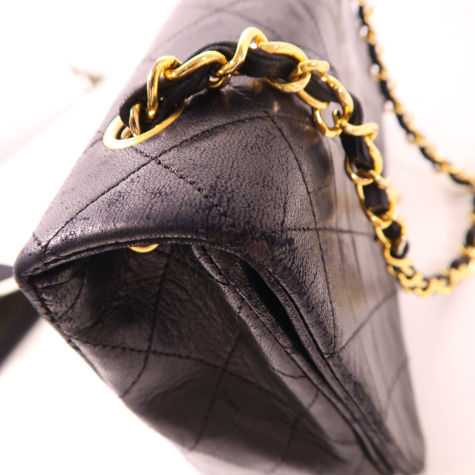 CHANEL 羊皮皮革Vintage Shoulder Bag金扣鏈帶肩背袋