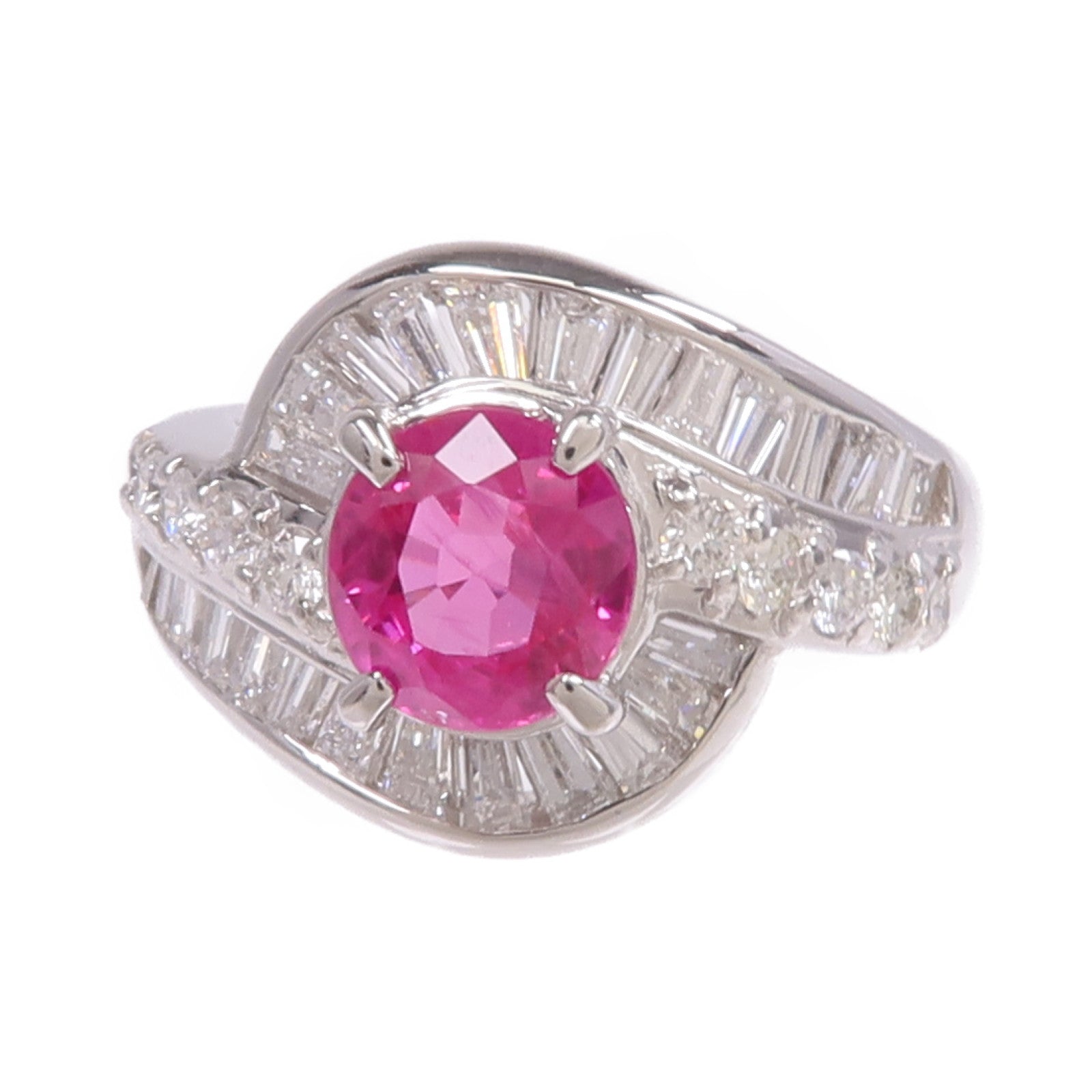 JEWELRY PT900鉑金Ruby Diamond Ring紅寶石/鑽石戒指US#4.75
