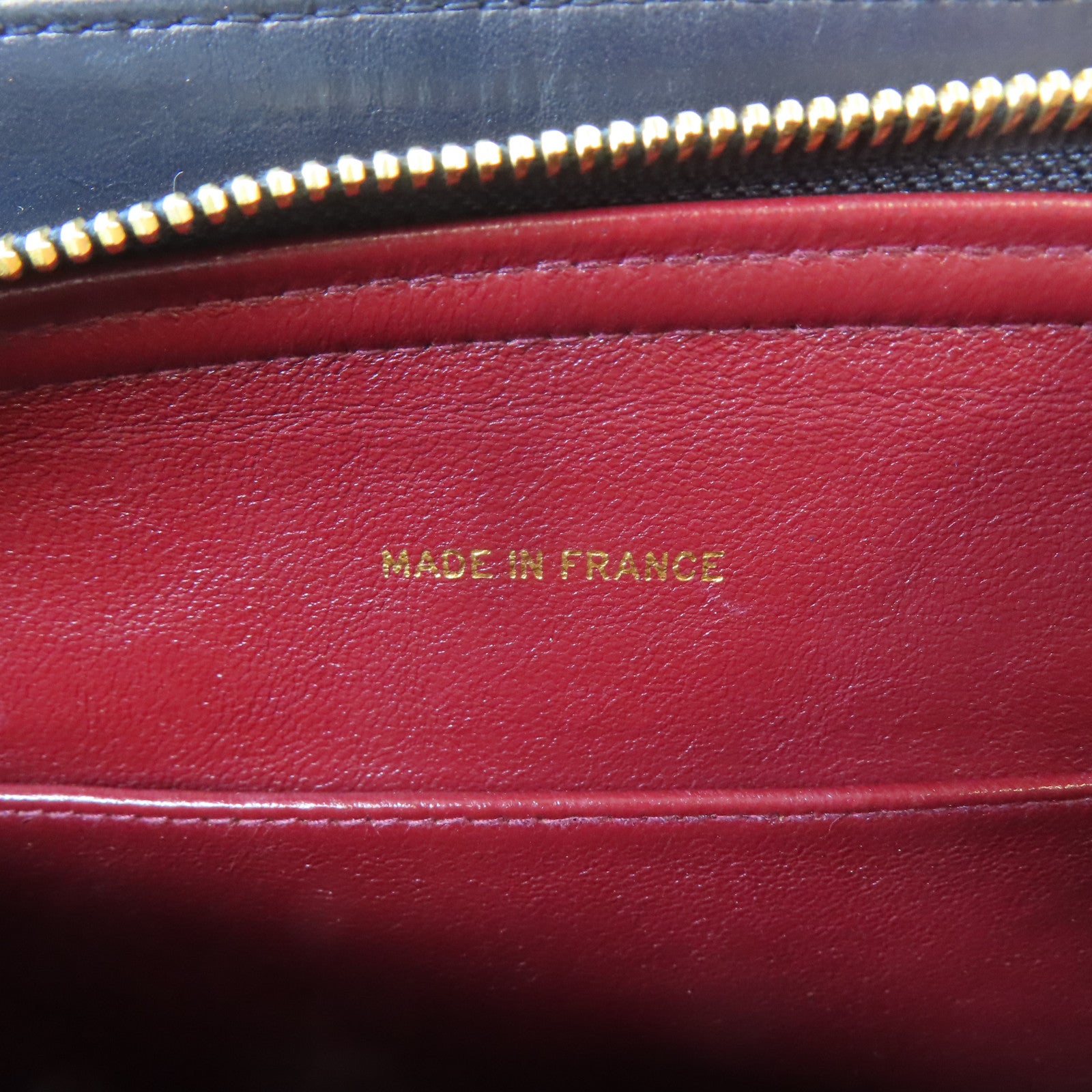 CHANEL 羊皮皮革Vintage Chain Shoulder金扣鏈帶肩背袋深藍色