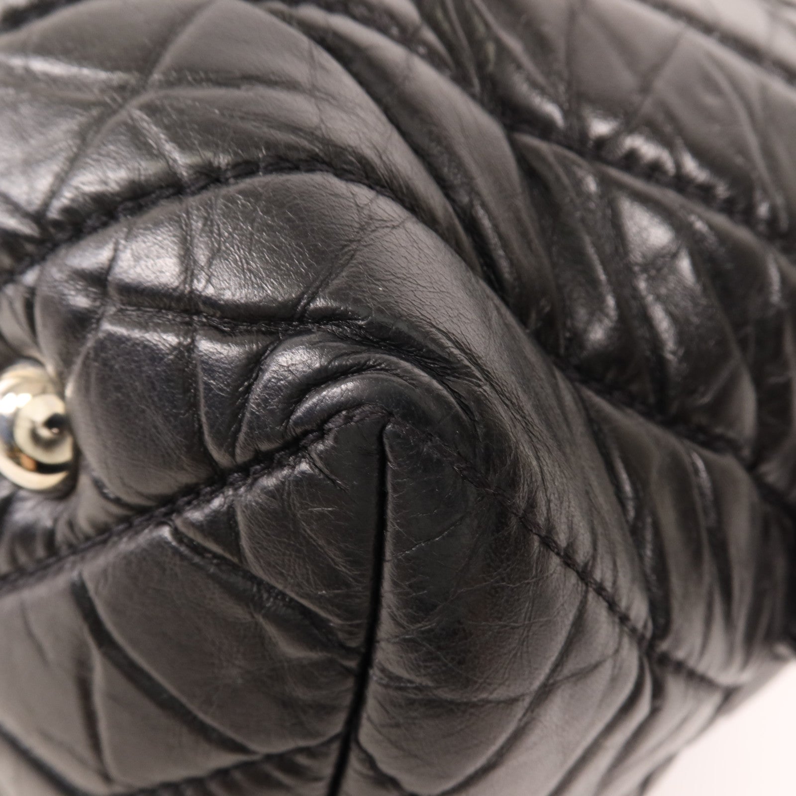 CHANEL 牛皮皮革Tote Bag銀扣肩背袋