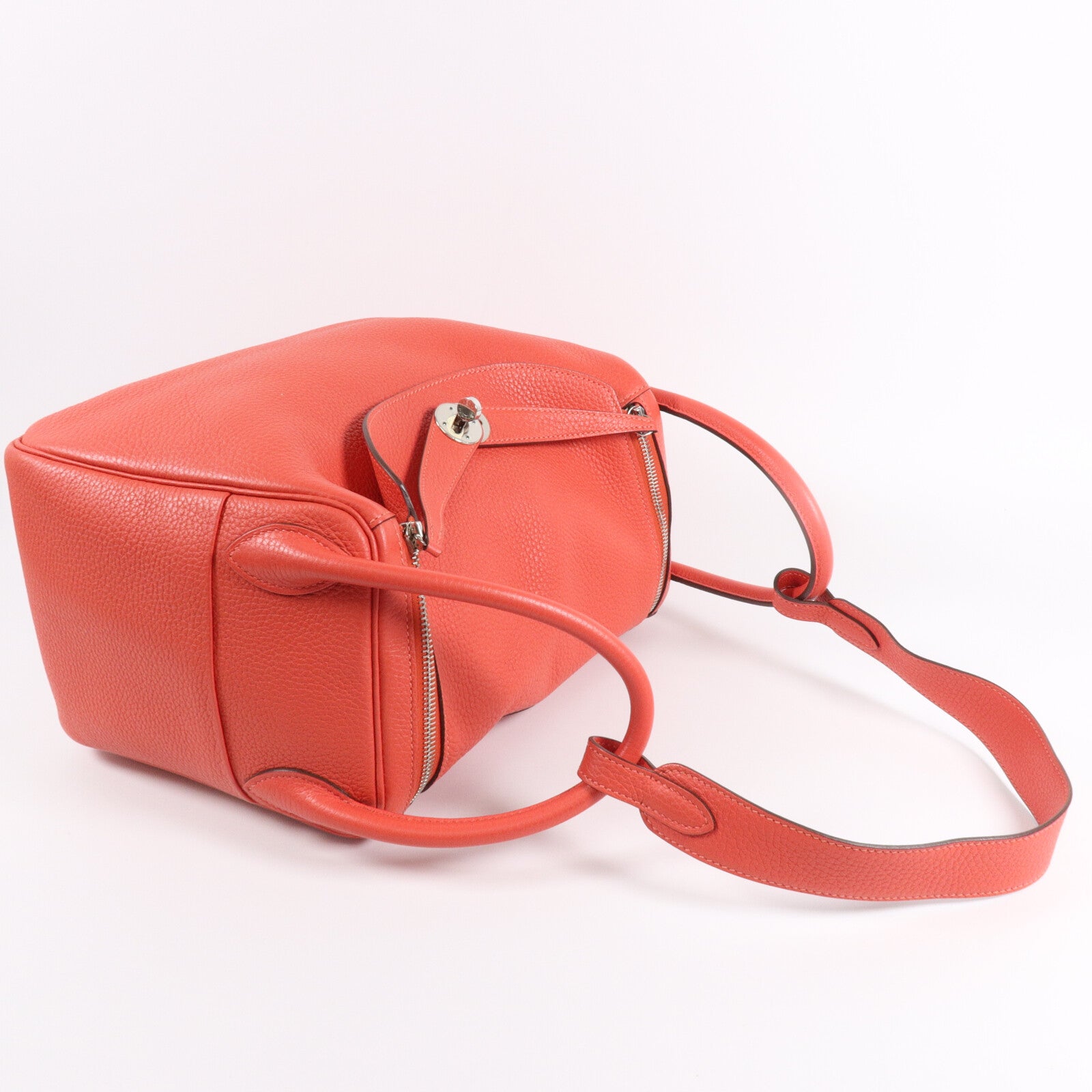HERMES Clemence皮革Lindy 30手挽肩背兩用袋Rouge Pivoine