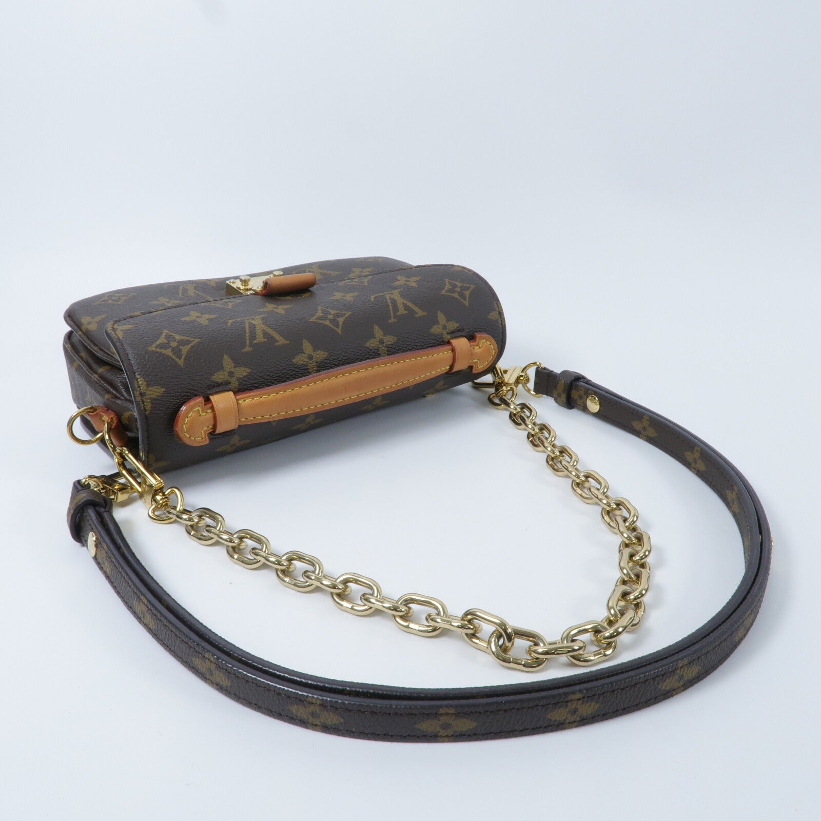 LOUIS VUITTON Monogram Pochette Metis East West鏈帶手挽肩背兩用袋