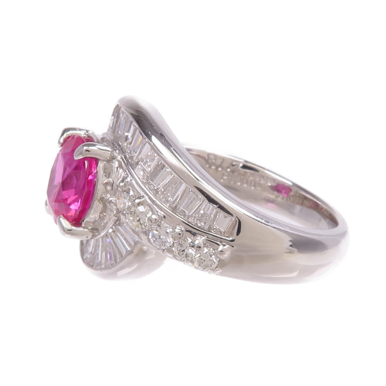 JEWELRY PT900鉑金Ruby Diamond Ring紅寶石/鑽石戒指US#4.75