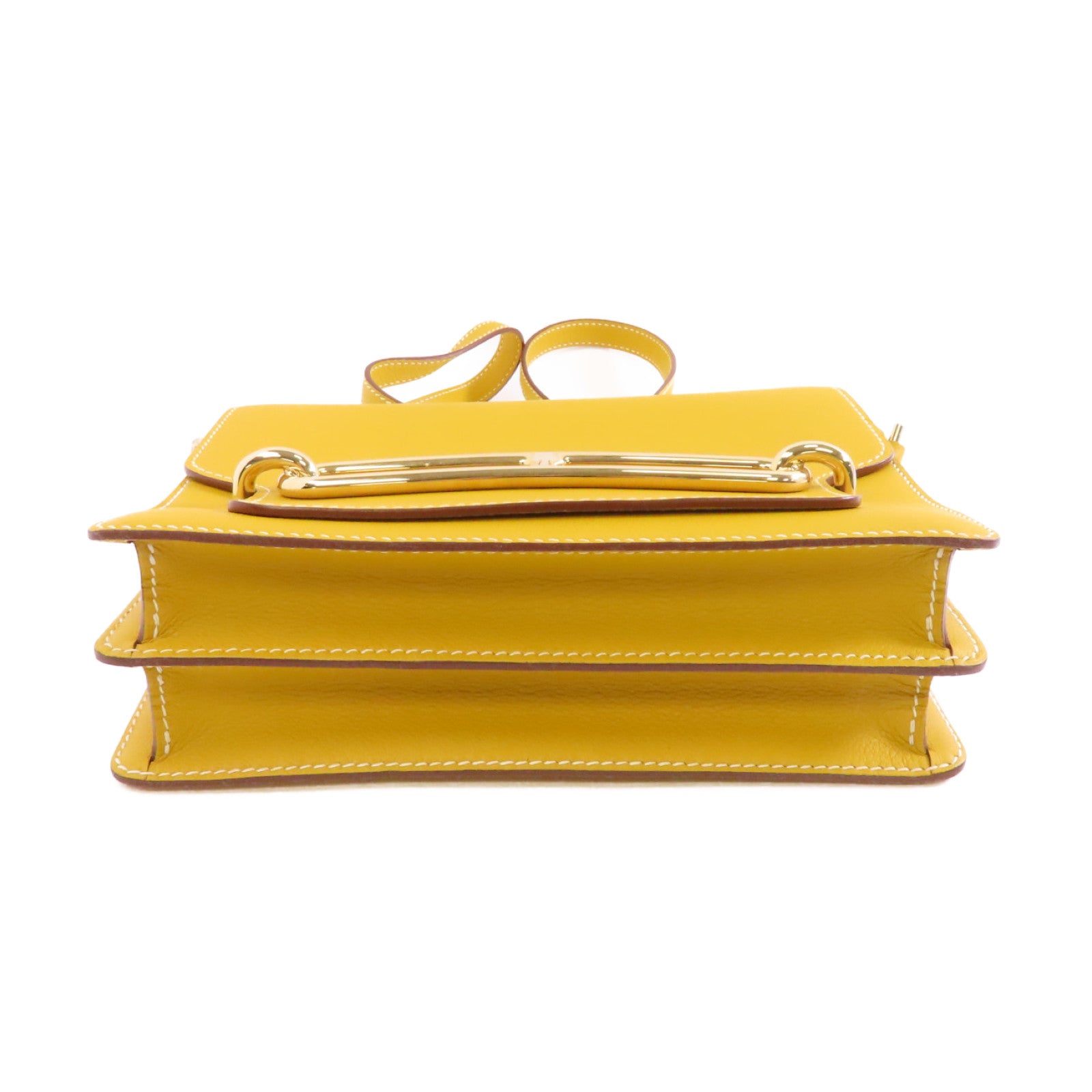 HERMES Evercolor皮革Roulis 23金扣肩背袋Jaune Ambre/黃色