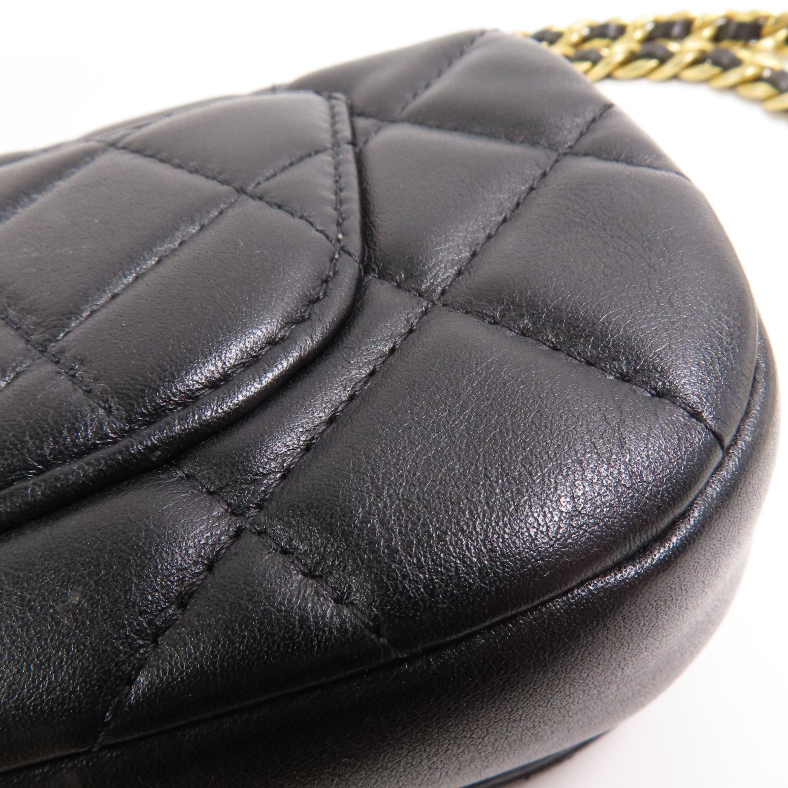 CHANE CC GHW Chain Shoulder Bag Lambskin Leather Black