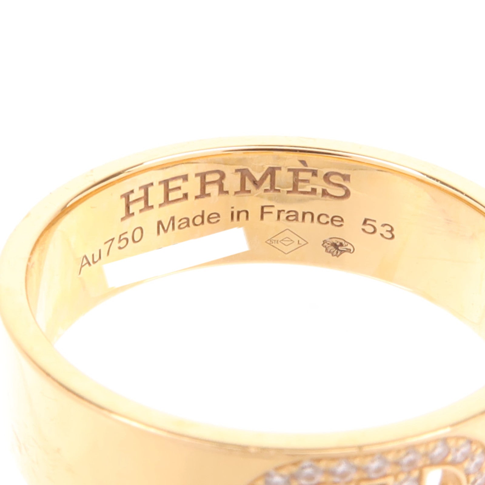 HERMES 18K玫瑰金H Dancre Diamond Ring鑽石戒指US#6.25