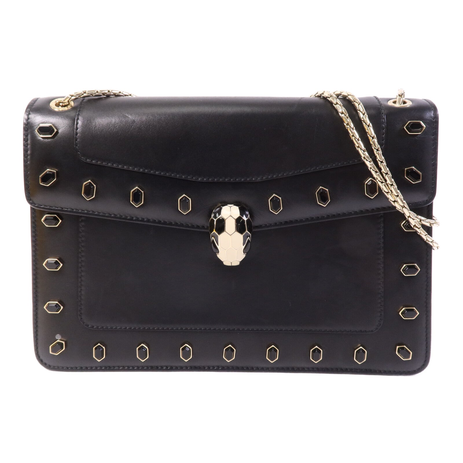 BVLGARI 牛皮皮革Serpenti Forever金扣鏈帶肩背袋