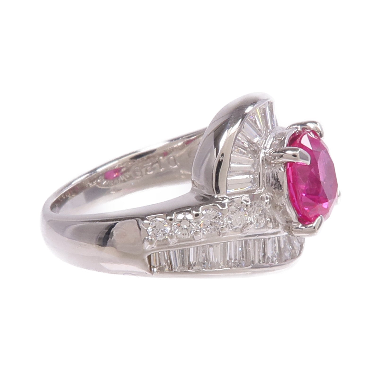 JEWELRY PT900鉑金Ruby Diamond Ring紅寶石/鑽石戒指US#4.75