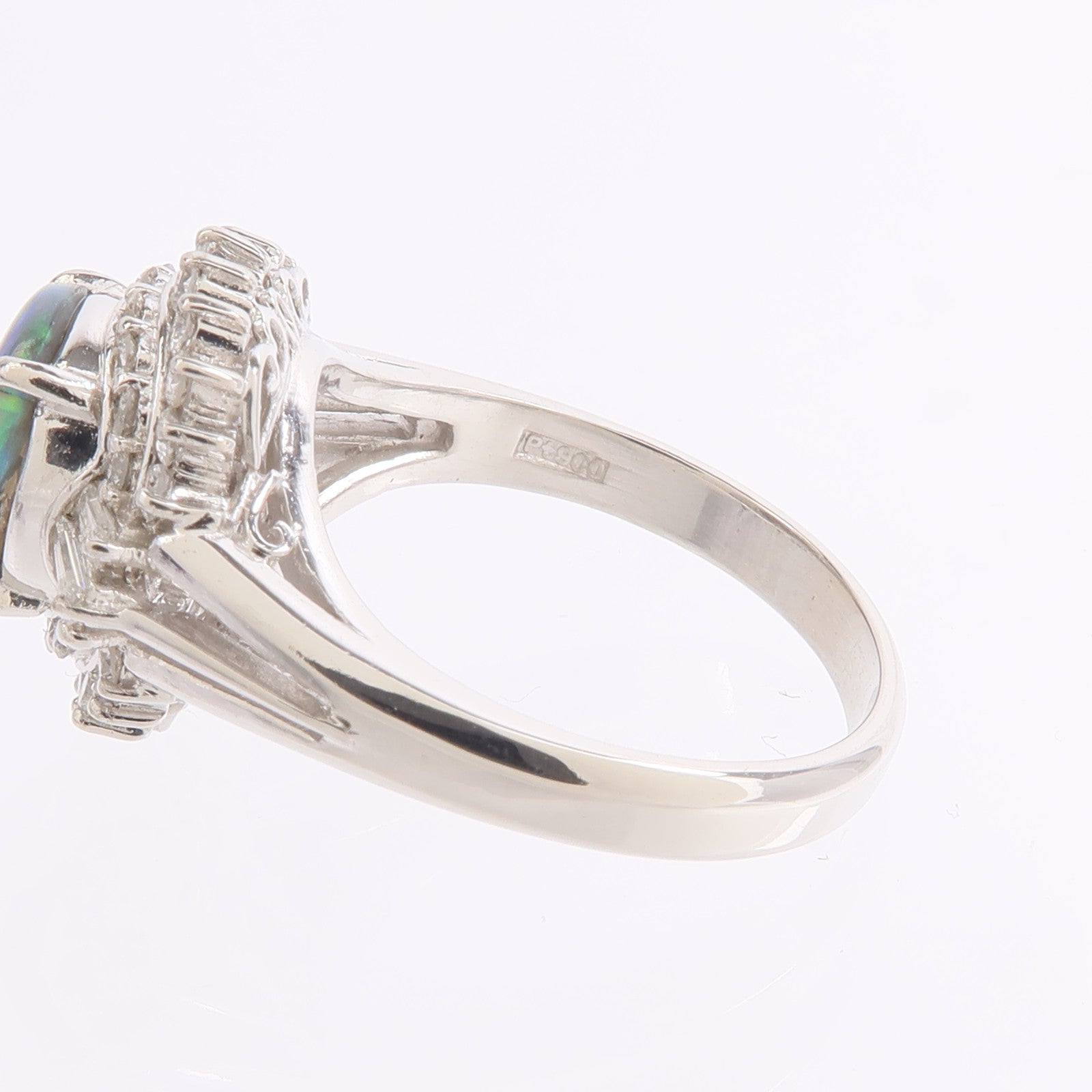 JEWELRY PT900鉑金Black Opal Diamond Ring黑蛋白石/鑽石戒指