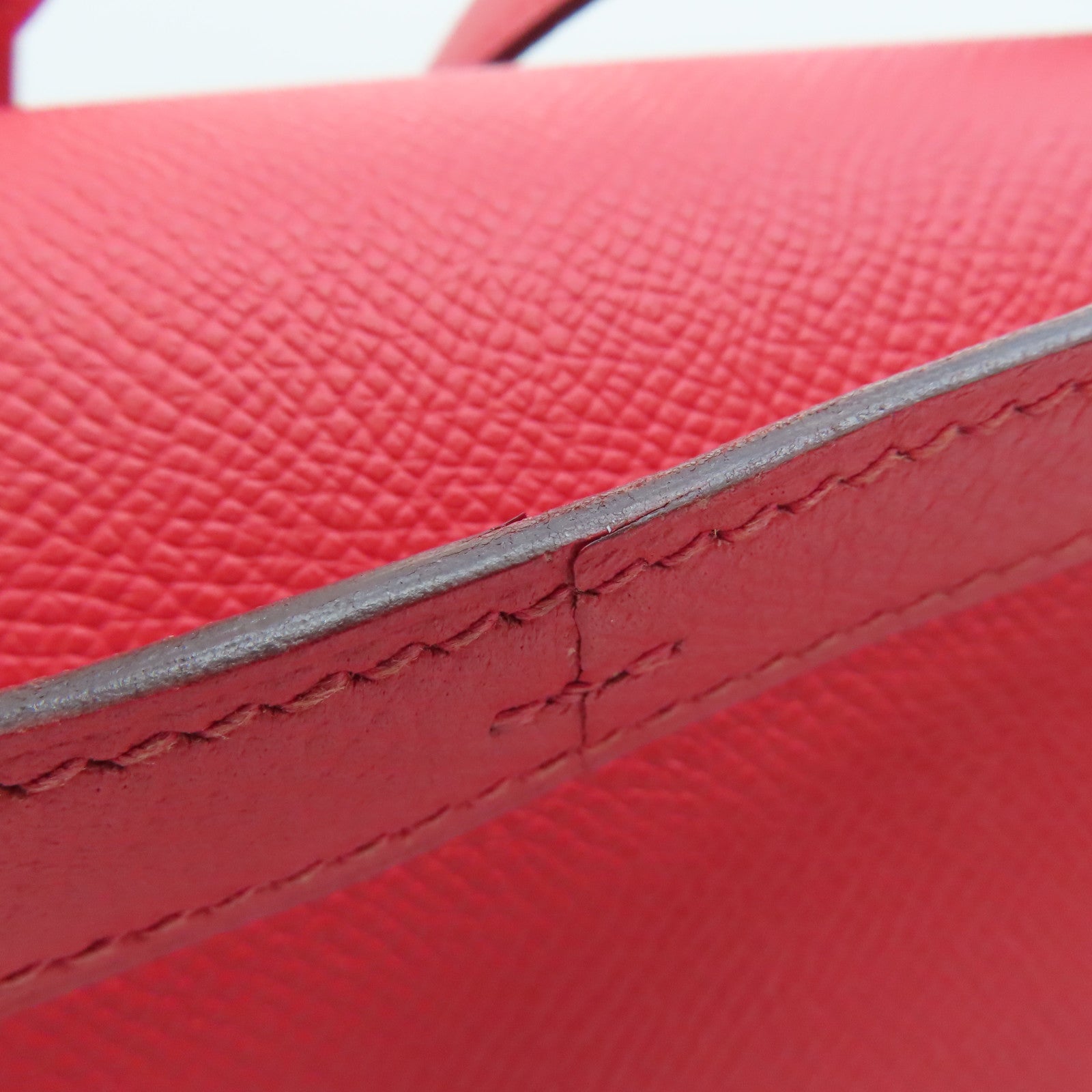 HERMES Epsom皮革Mosaique銀扣鏈帶肩背袋紅色