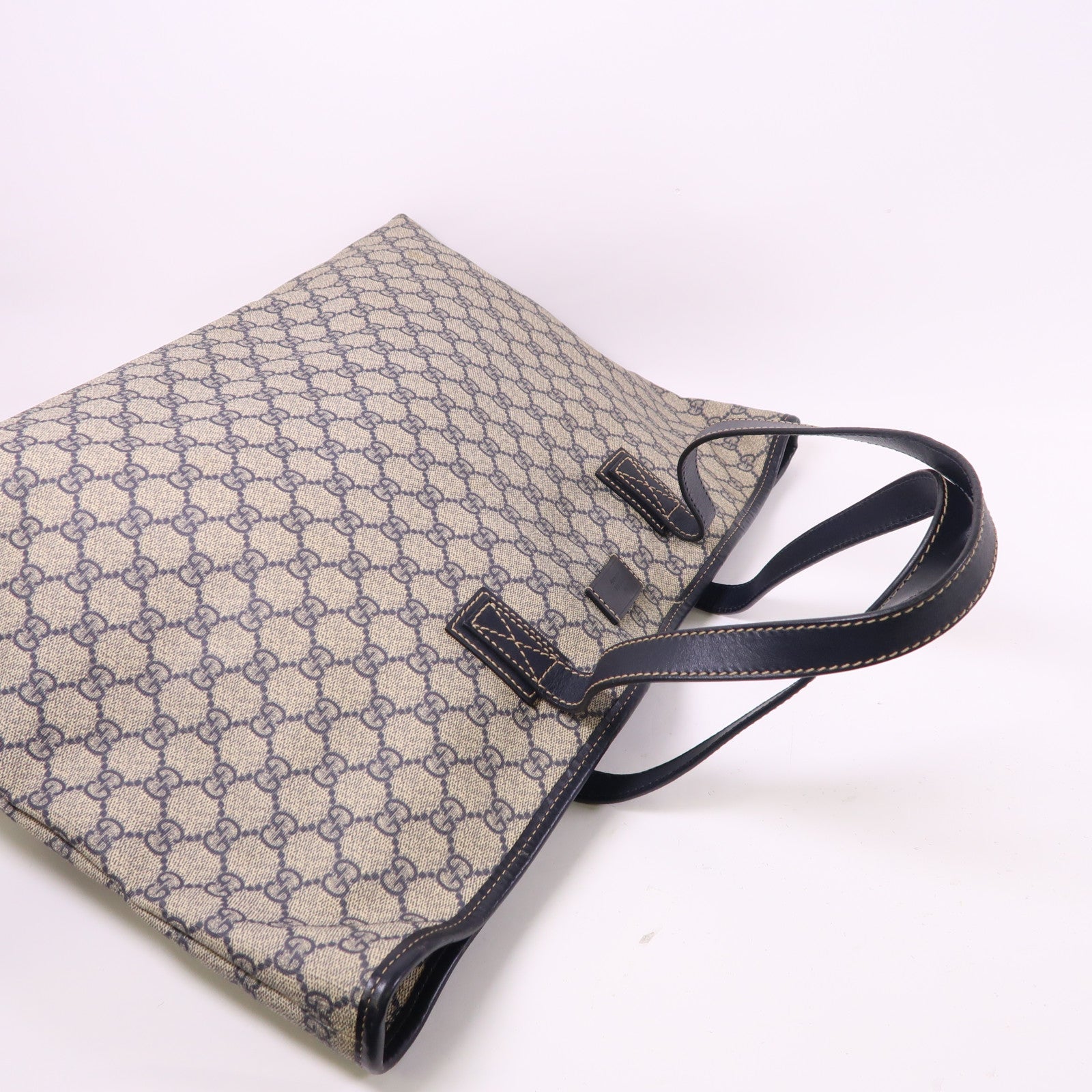 GUCCI 塗層帆布Tote Bag銀扣肩背袋