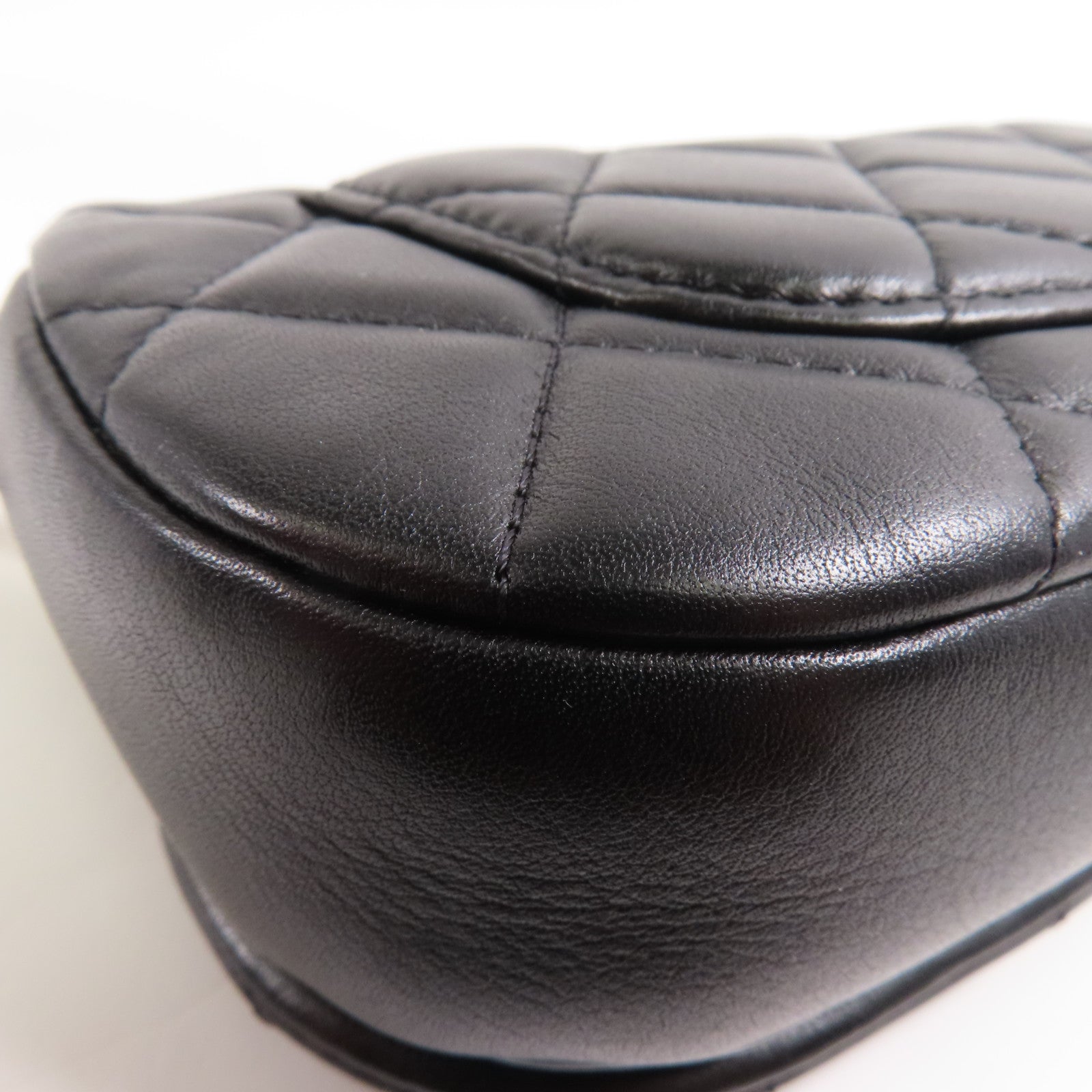 CHANE CC GHW Chain Shoulder Bag Lambskin Leather Black