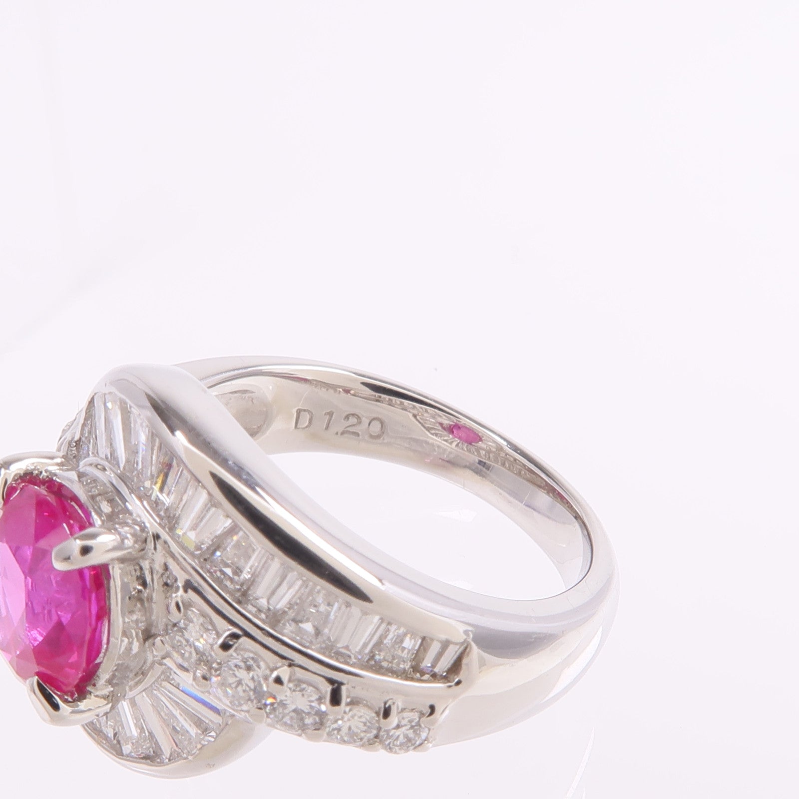 JEWELRY PT900鉑金Ruby Diamond Ring紅寶石/鑽石戒指US#4.75