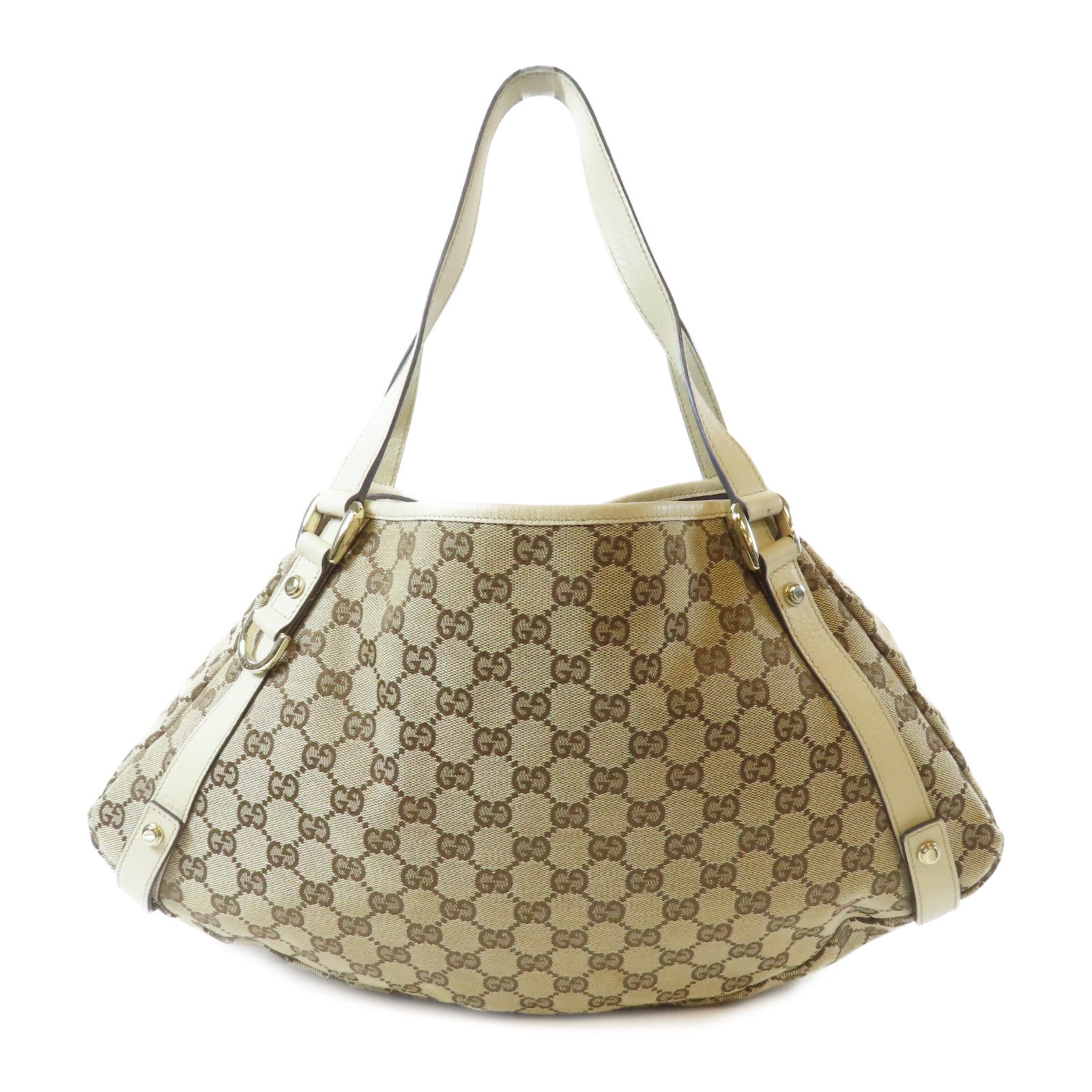GUCCI 【激減優惠】帆布Abbey Shoulder Bag金扣肩背袋米色
