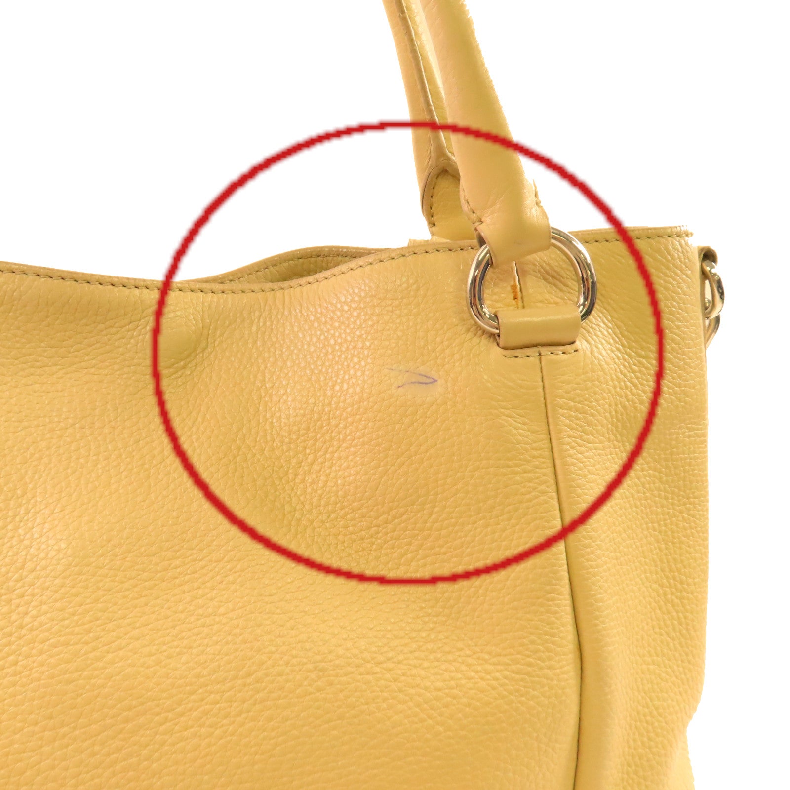 PRADA 牛皮皮革2Way Shoulder Bag銀扣手挽肩背兩用袋杏色