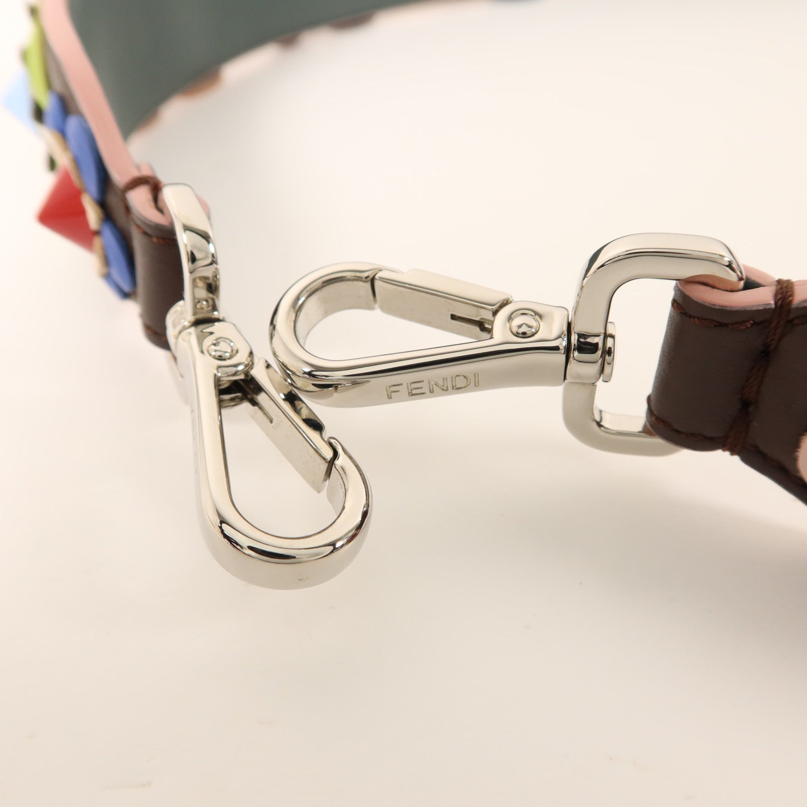 FENDI 牛皮皮革Shoulder Strap銀扣肩帶