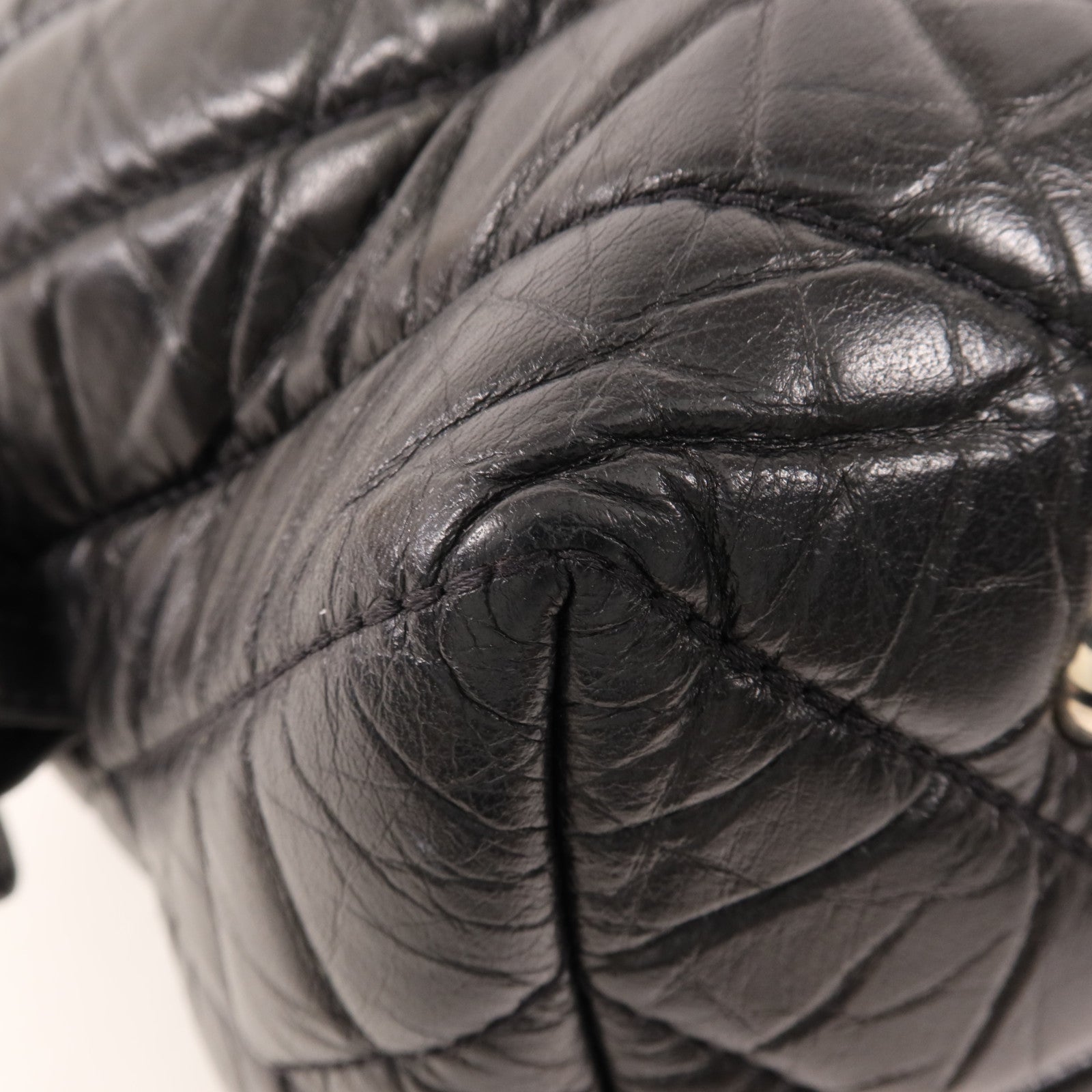 CHANEL 牛皮皮革Tote Bag銀扣肩背袋