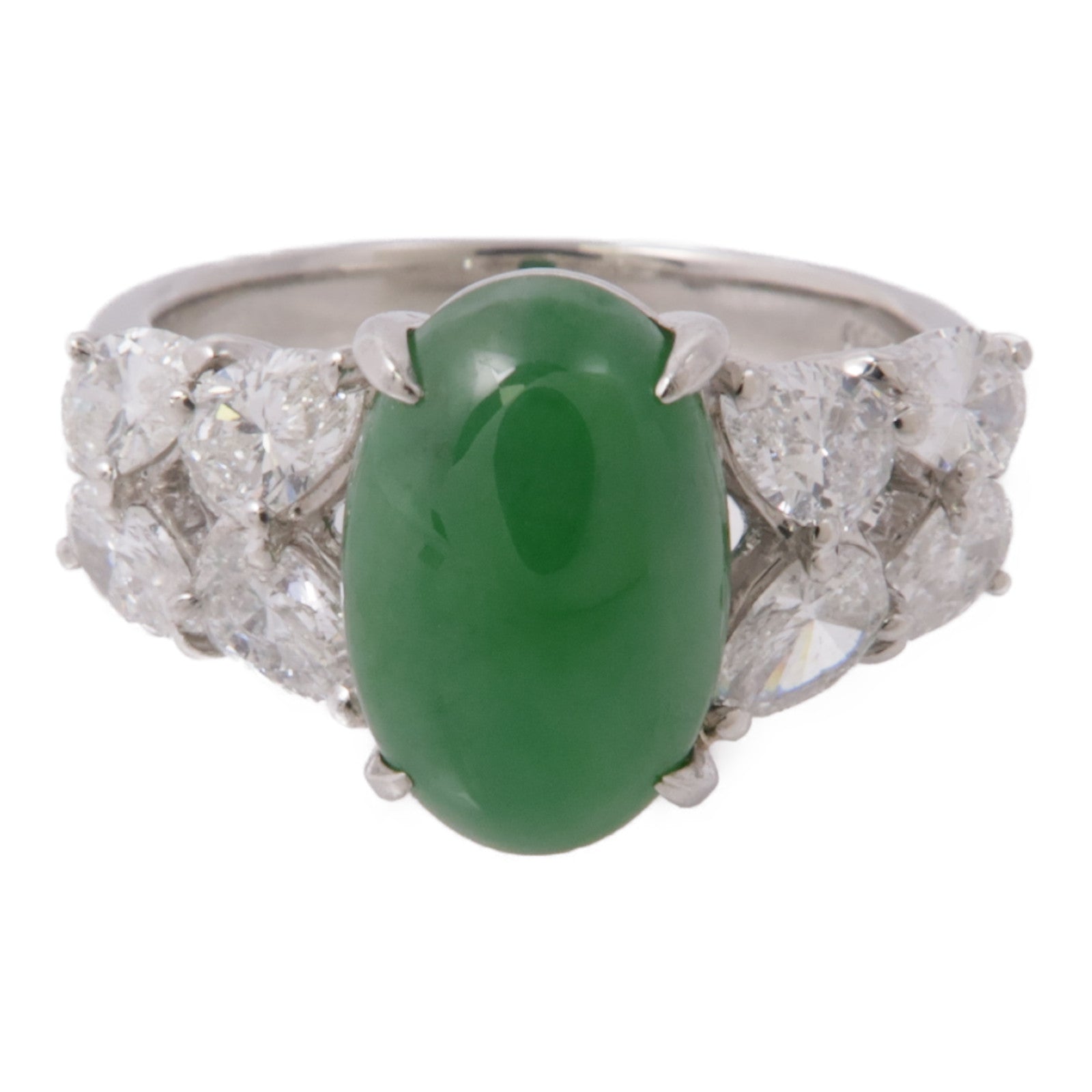 JEWELRY PT900鉑金Jade Diamond Ring翡翠/鑽石戒指US#6.5