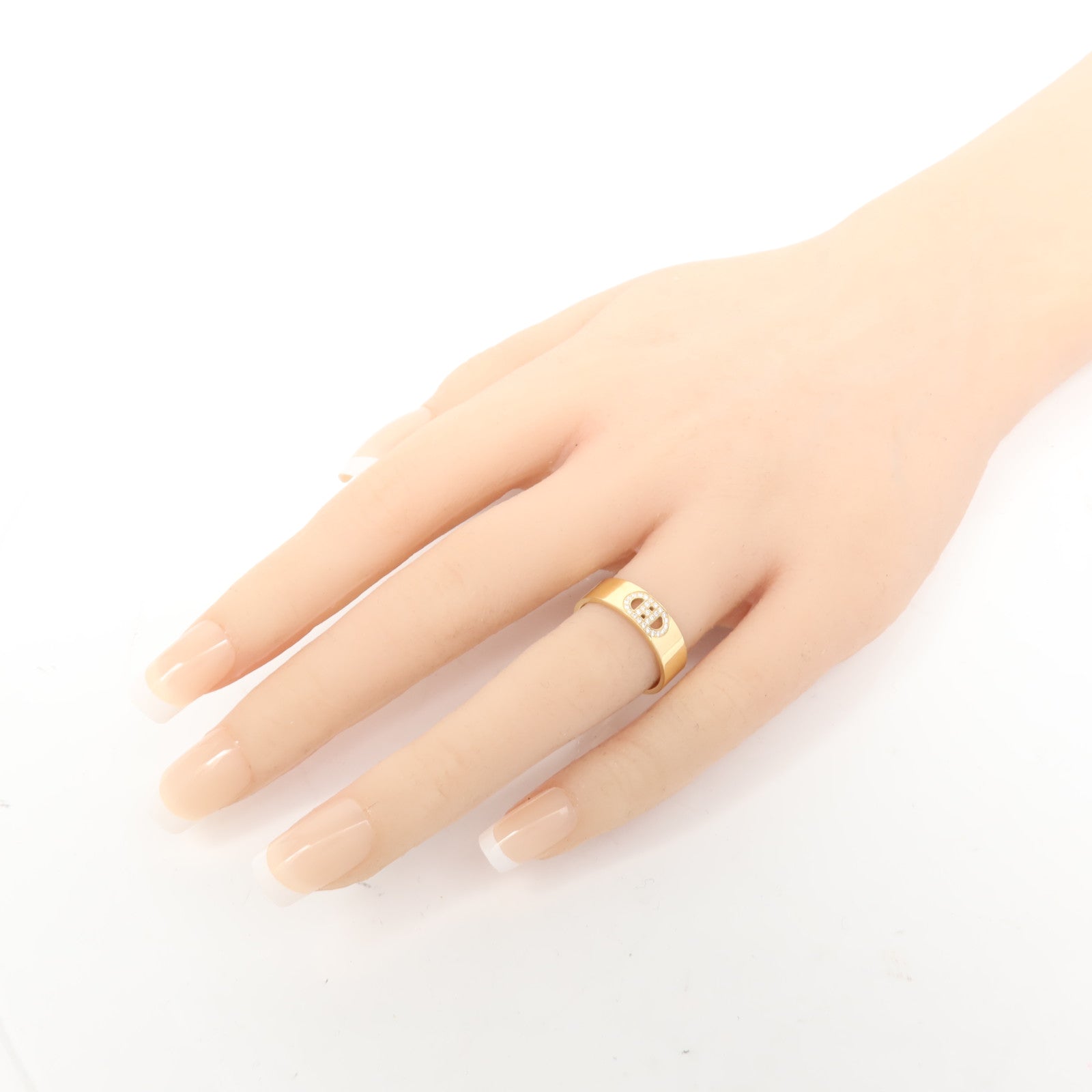 HERMES 18K玫瑰金H Dancre Diamond Ring鑽石戒指US#6.25
