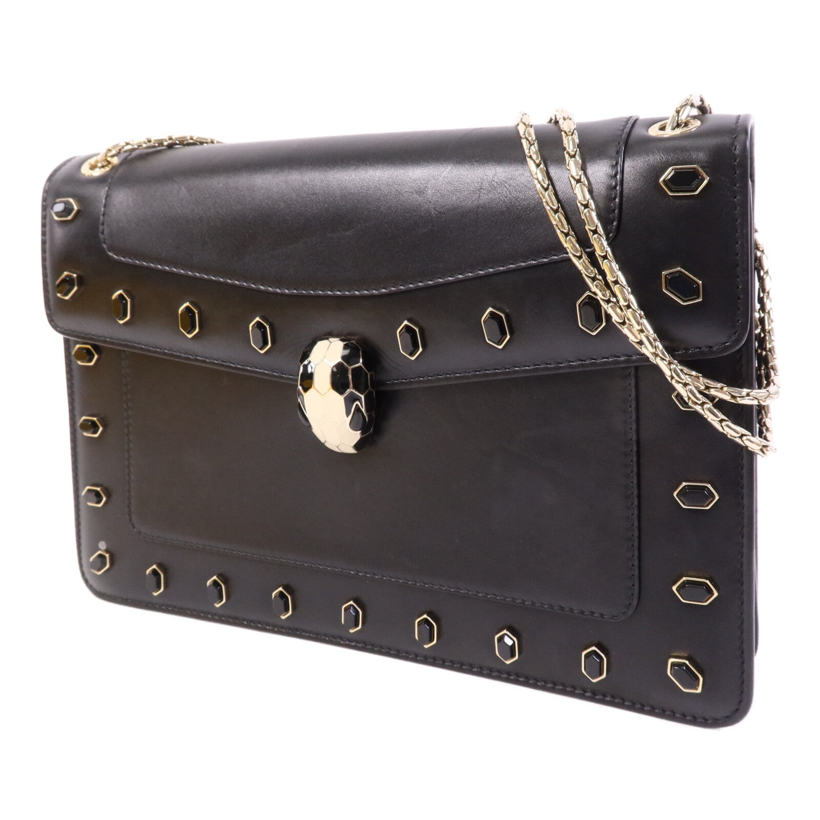 BVLGARI 牛皮皮革Serpenti Forever金扣鏈帶肩背袋